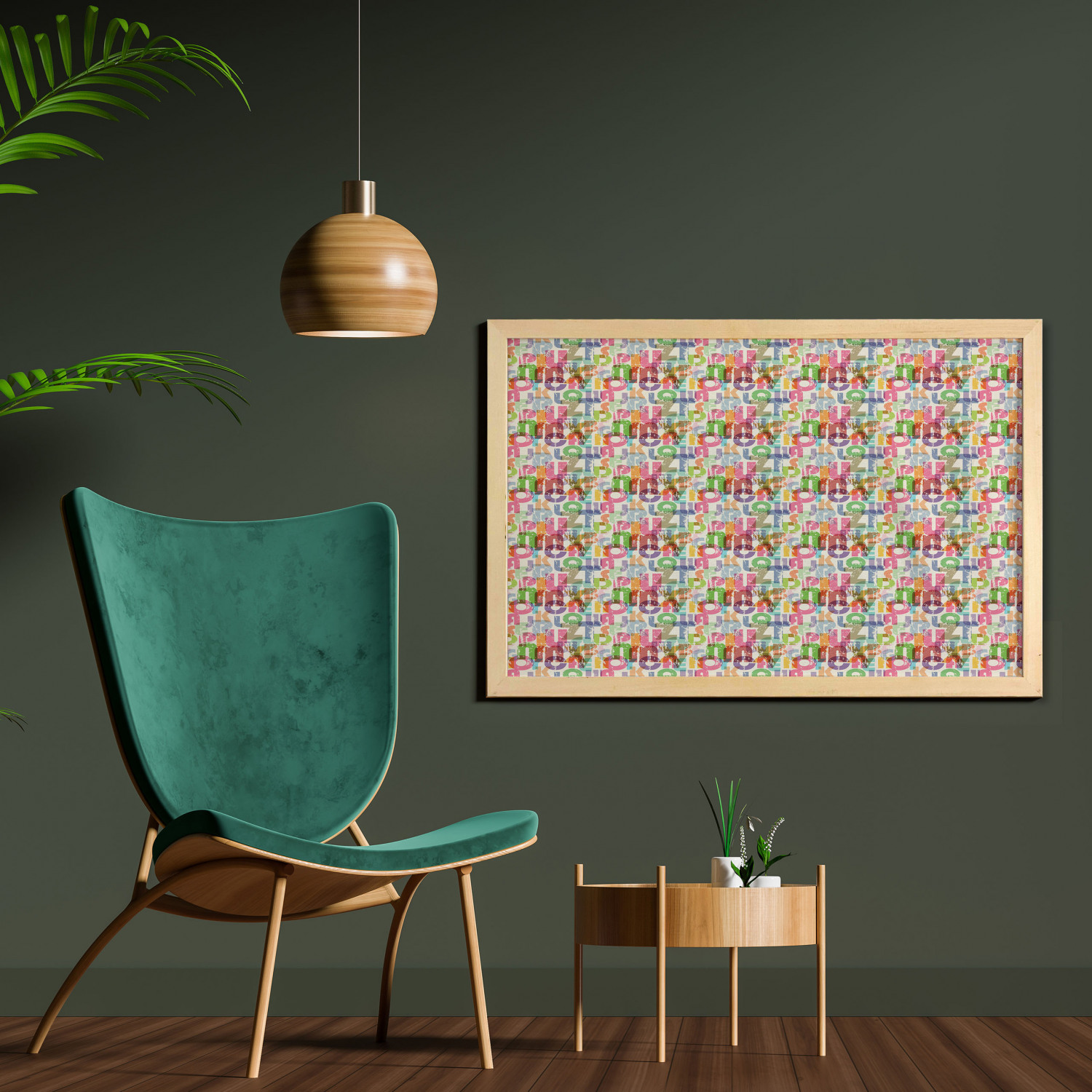 Ambesonne Alphabet Wall Art with Wide Frame for Bathrooms Living Room