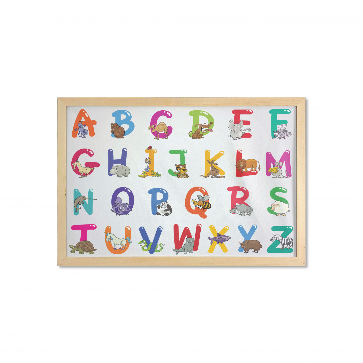 Ambesonne Alphabet Wall Art with Wide Frame for Bathrooms Living Room