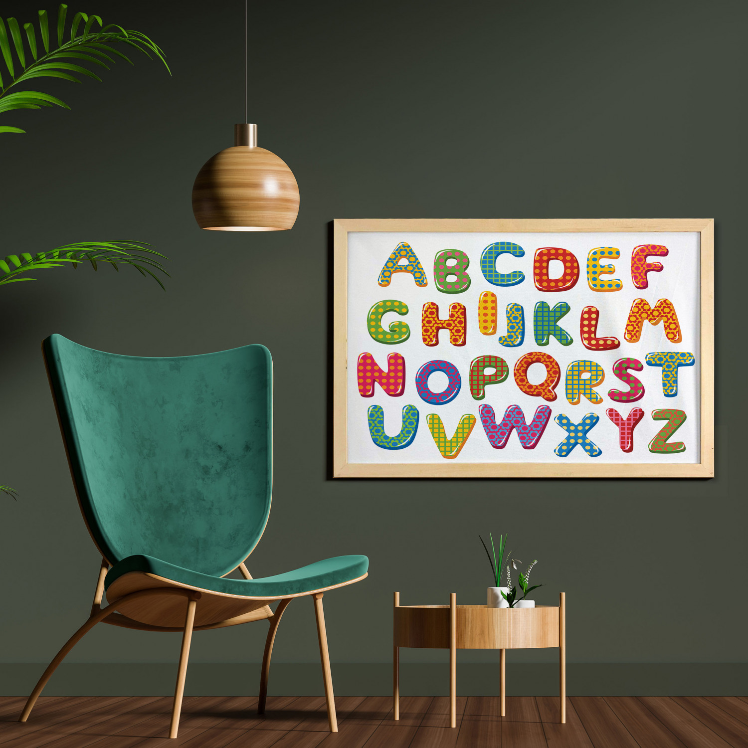 Ambesonne Alphabet Wall Art with Wide Frame for Bathrooms Living Room