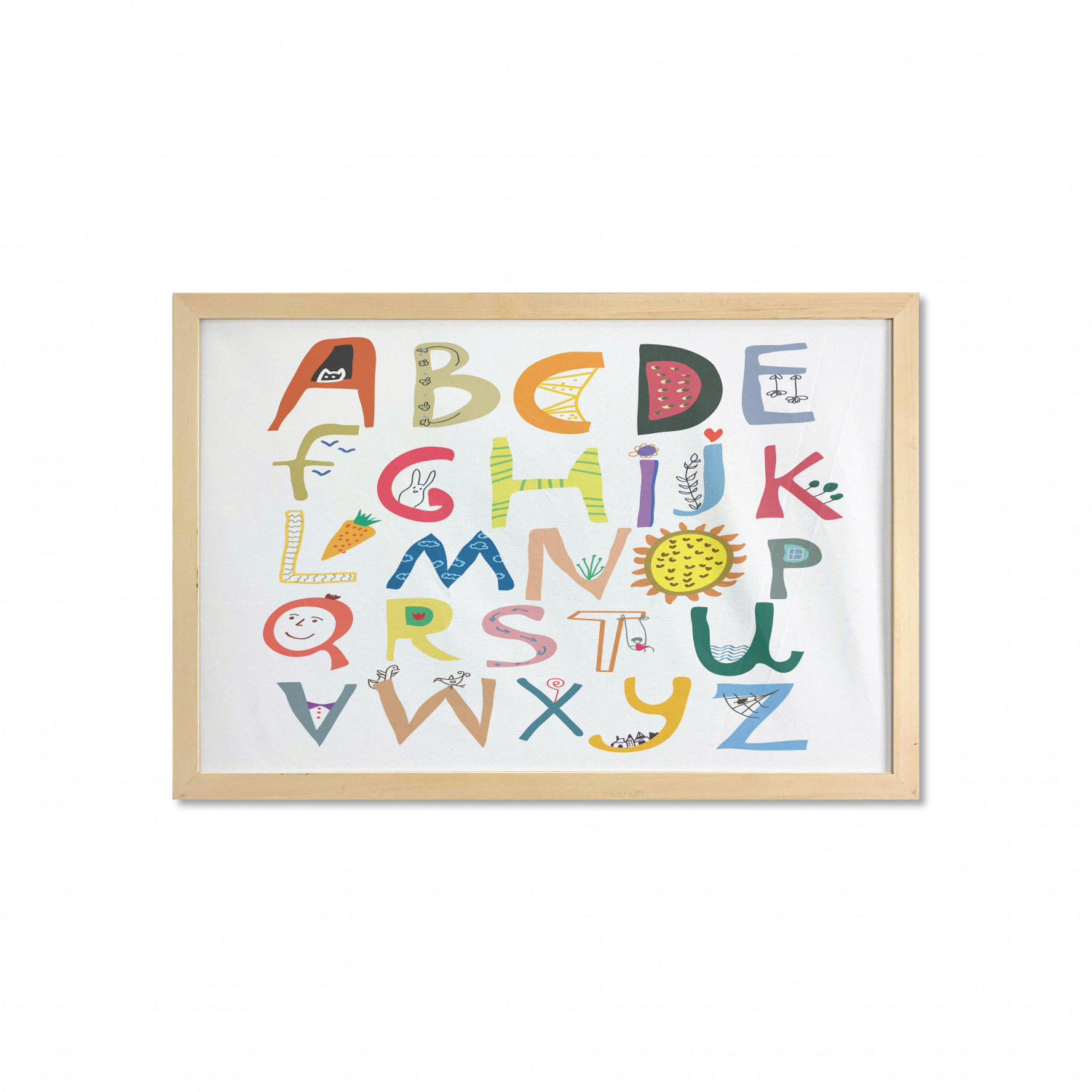 Ambesonne Alphabet Wall Art with Wide Frame for Bathrooms Living Room