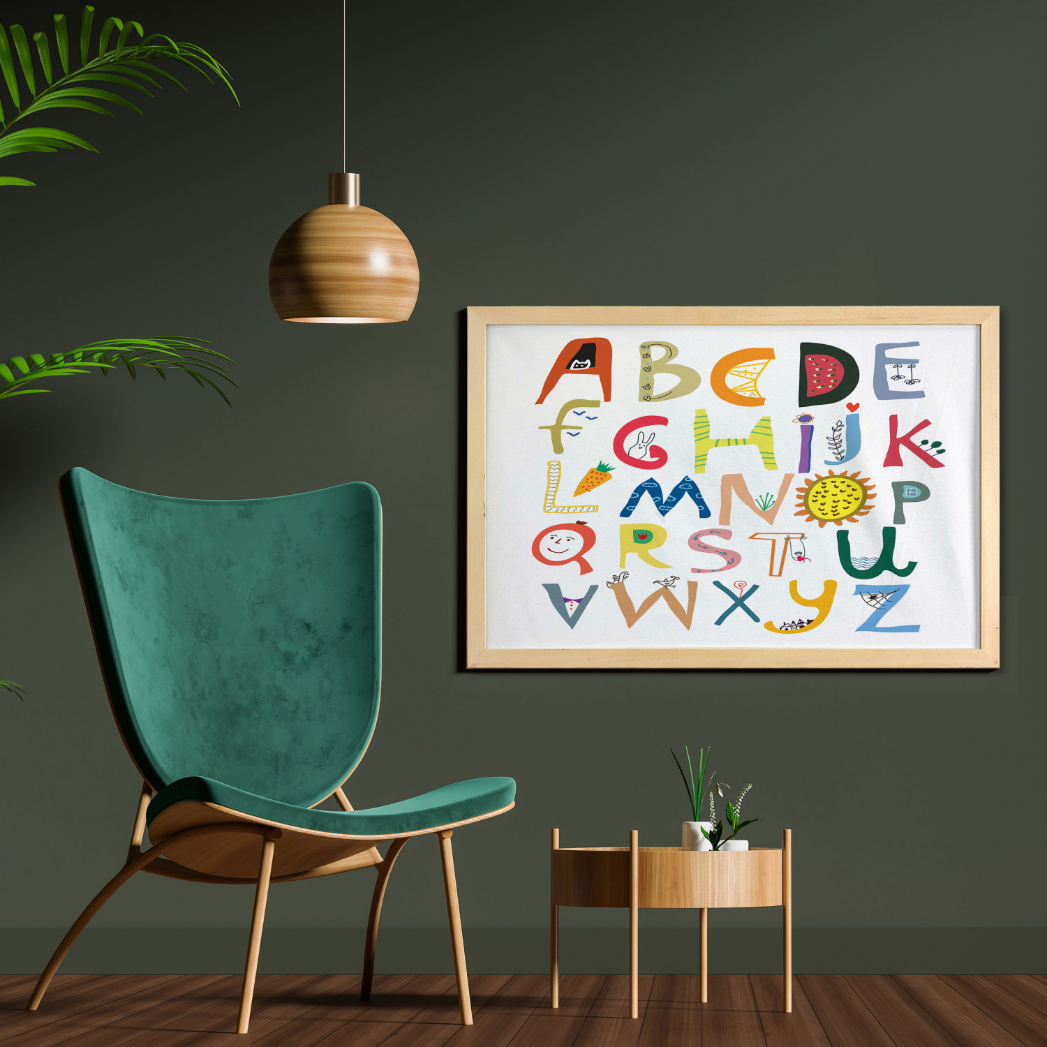 Ambesonne Alphabet Wall Art with Wide Frame for Bathrooms Living Room