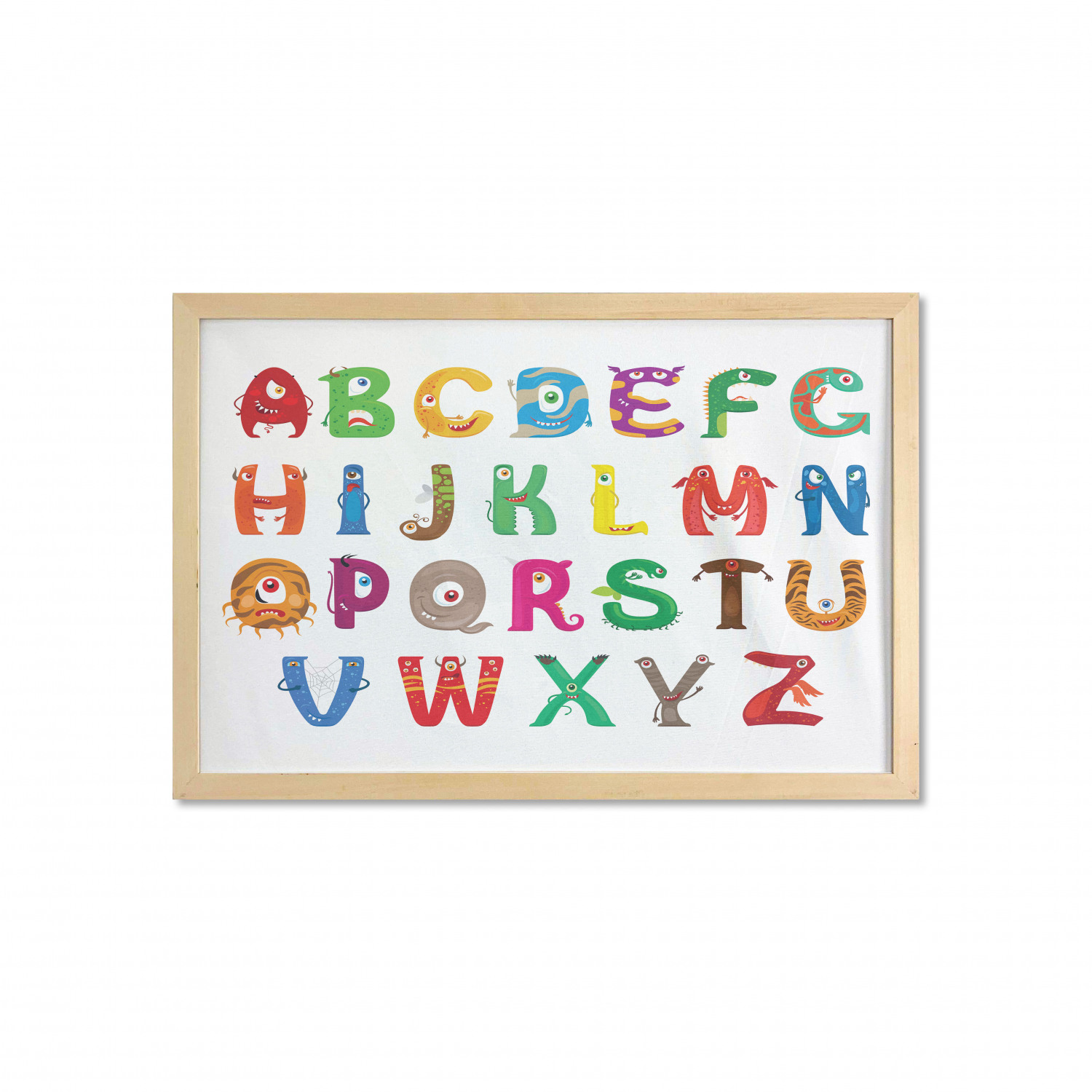 Ambesonne Alphabet Wall Art with Wide Frame for Bathrooms Living Room