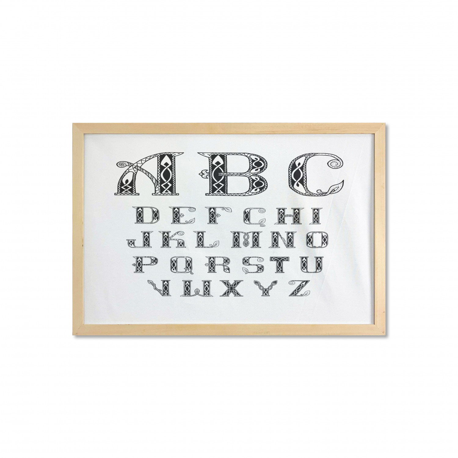 Ambesonne Alphabet Wall Art with Wide Frame for Bathrooms Living Room