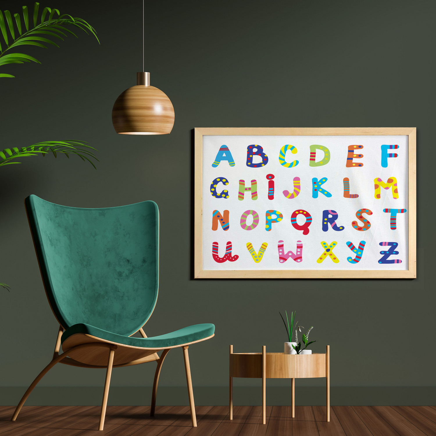 Ambesonne Alphabet Wall Art with Wide Frame for Bathrooms Living Room