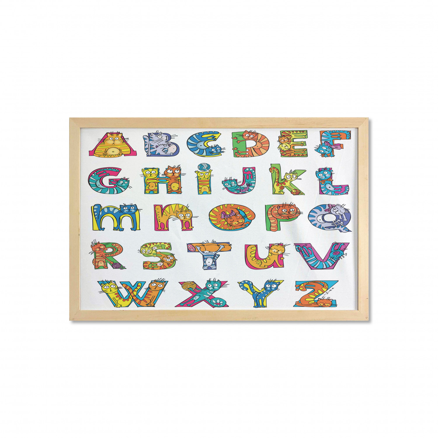 Ambesonne Alphabet Wall Art with Wide Frame for Bathrooms Living Room