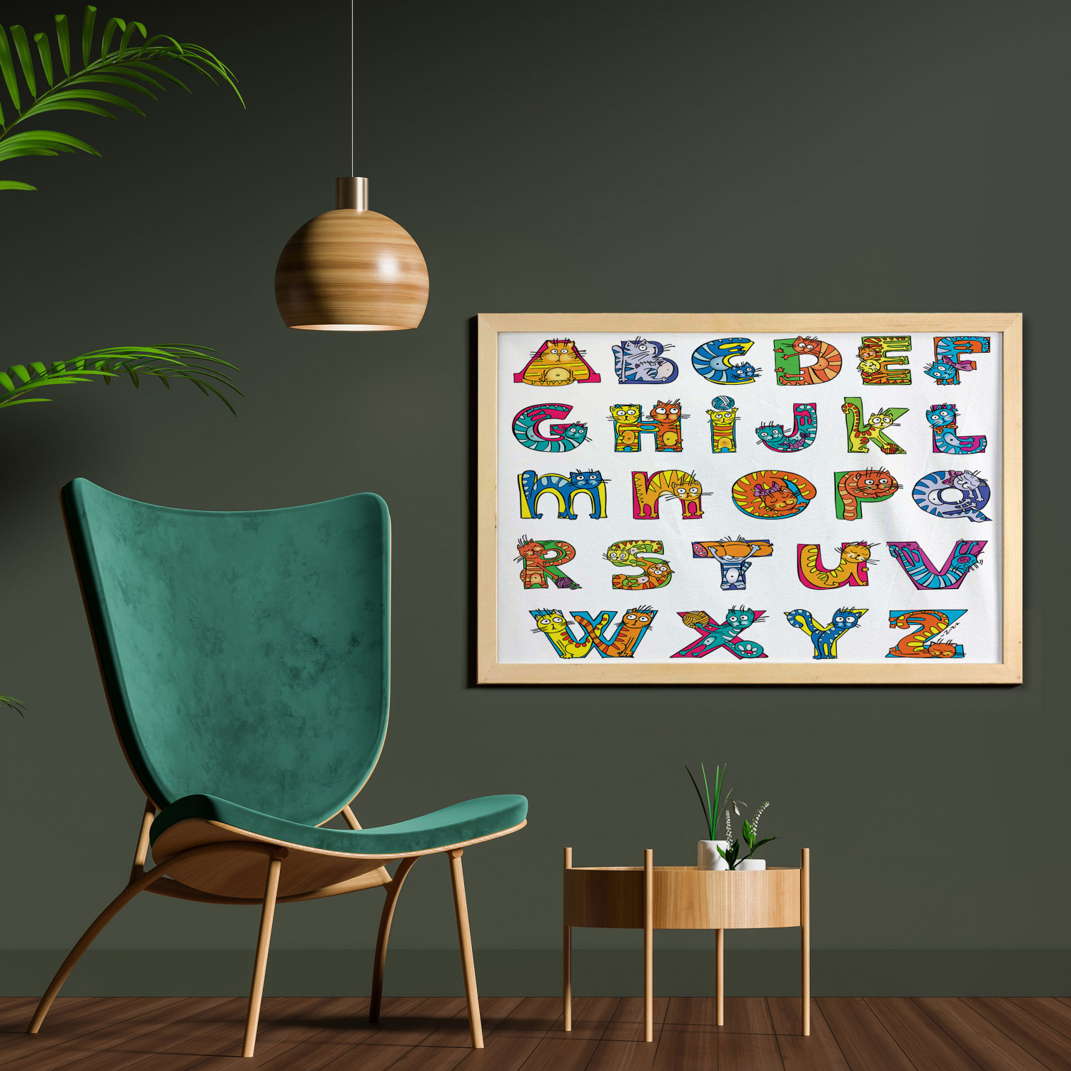 Ambesonne Alphabet Wall Art with Wide Frame for Bathrooms Living Room