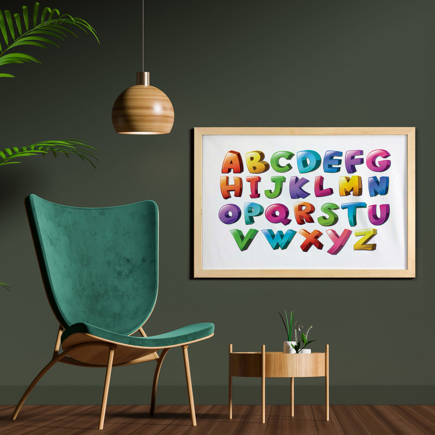 Ambesonne Alphabet Wall Art with Wide Frame for Bathrooms Living Room