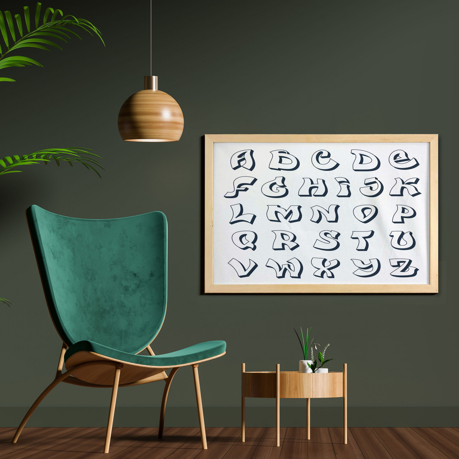 Ambesonne Alphabet Wall Art with Wide Frame for Bathrooms Living Room