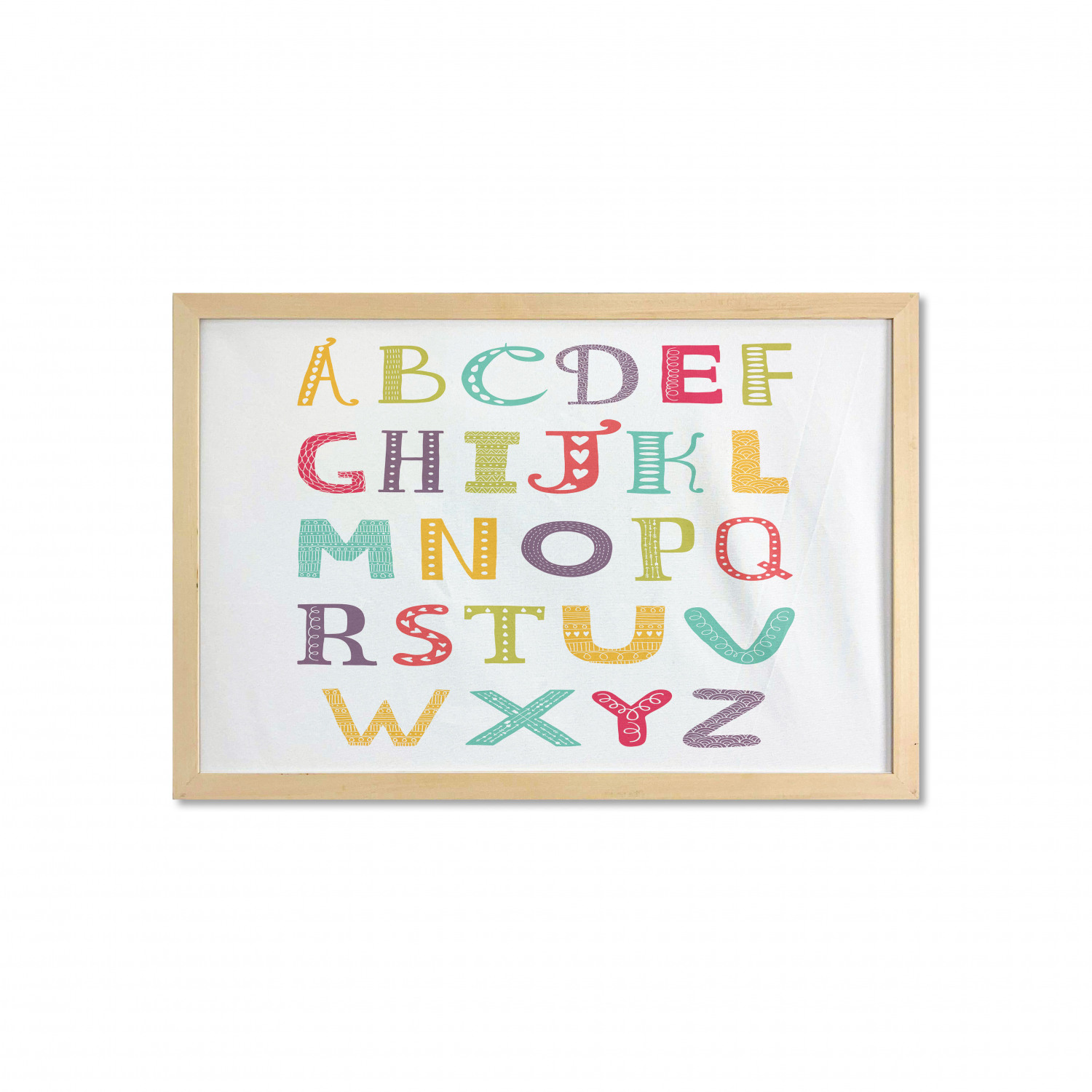 Ambesonne Alphabet Wall Art with Wide Frame for Bathrooms Living Room