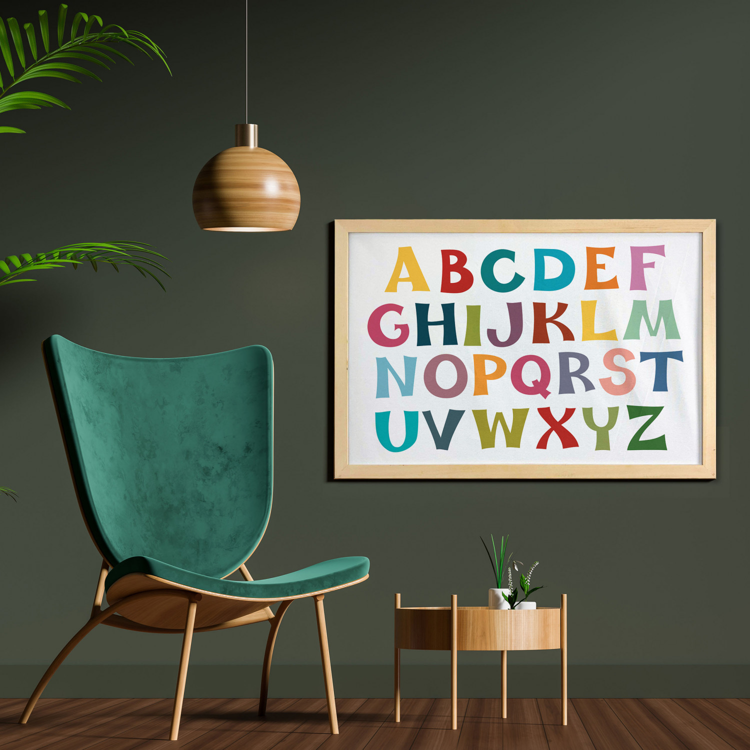 Ambesonne Alphabet Wall Art with Wide Frame for Bathrooms Living Room