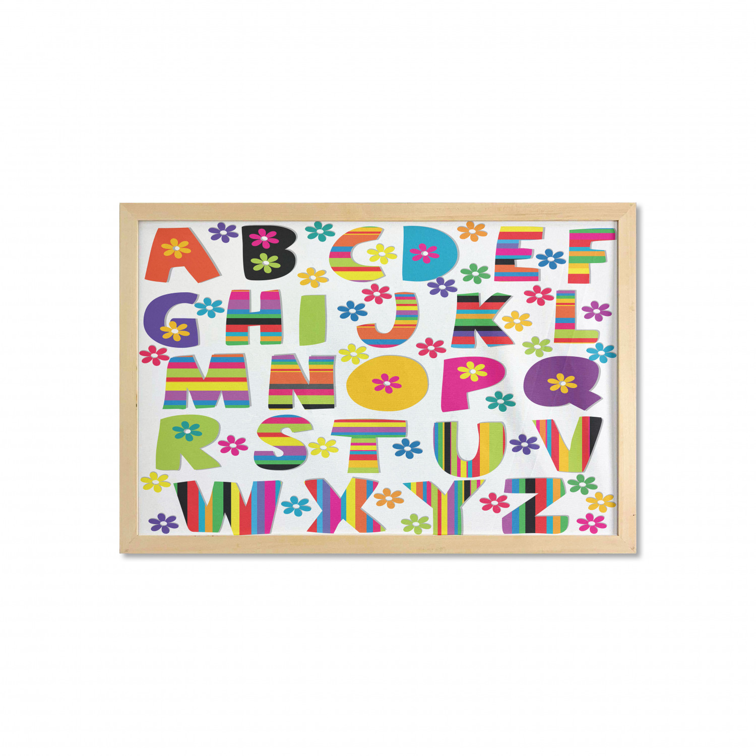 Ambesonne Alphabet Wall Art with Wide Frame for Bathrooms Living Room