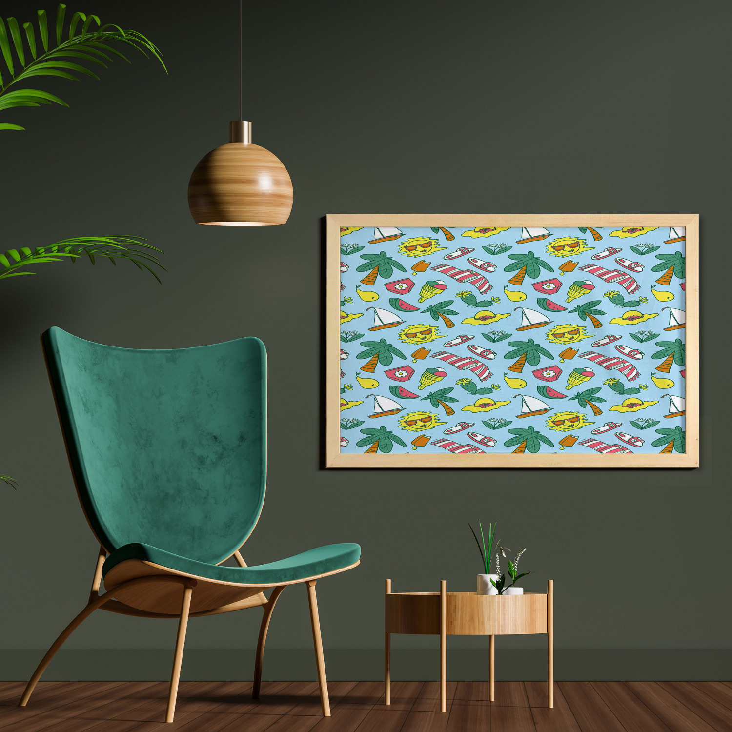 Ambesonne Summer Theme Wall Art with Wide Frame for Bathrooms Living Room - Picture 17 of 117