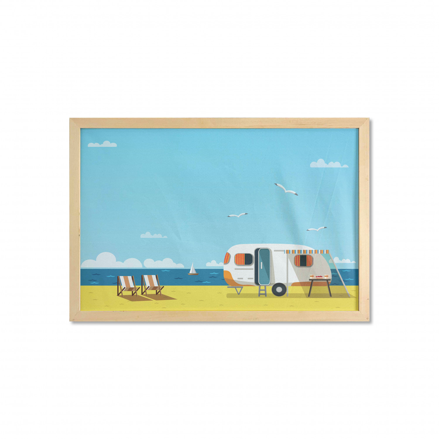 Ambesonne Summer Theme Wall Art with Wide Frame for Bathrooms Living Room - Picture 24 of 117
