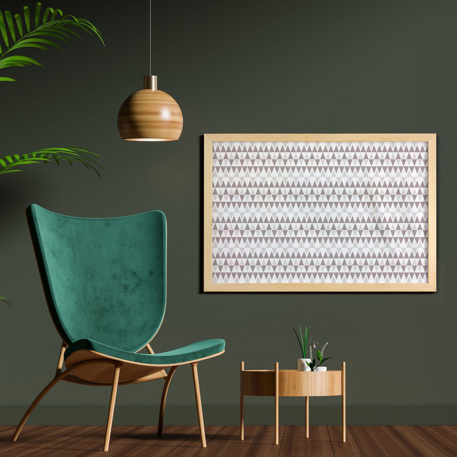 Ambesonne Geometric Art Wall Art with Wide Frame for Bathrooms Living