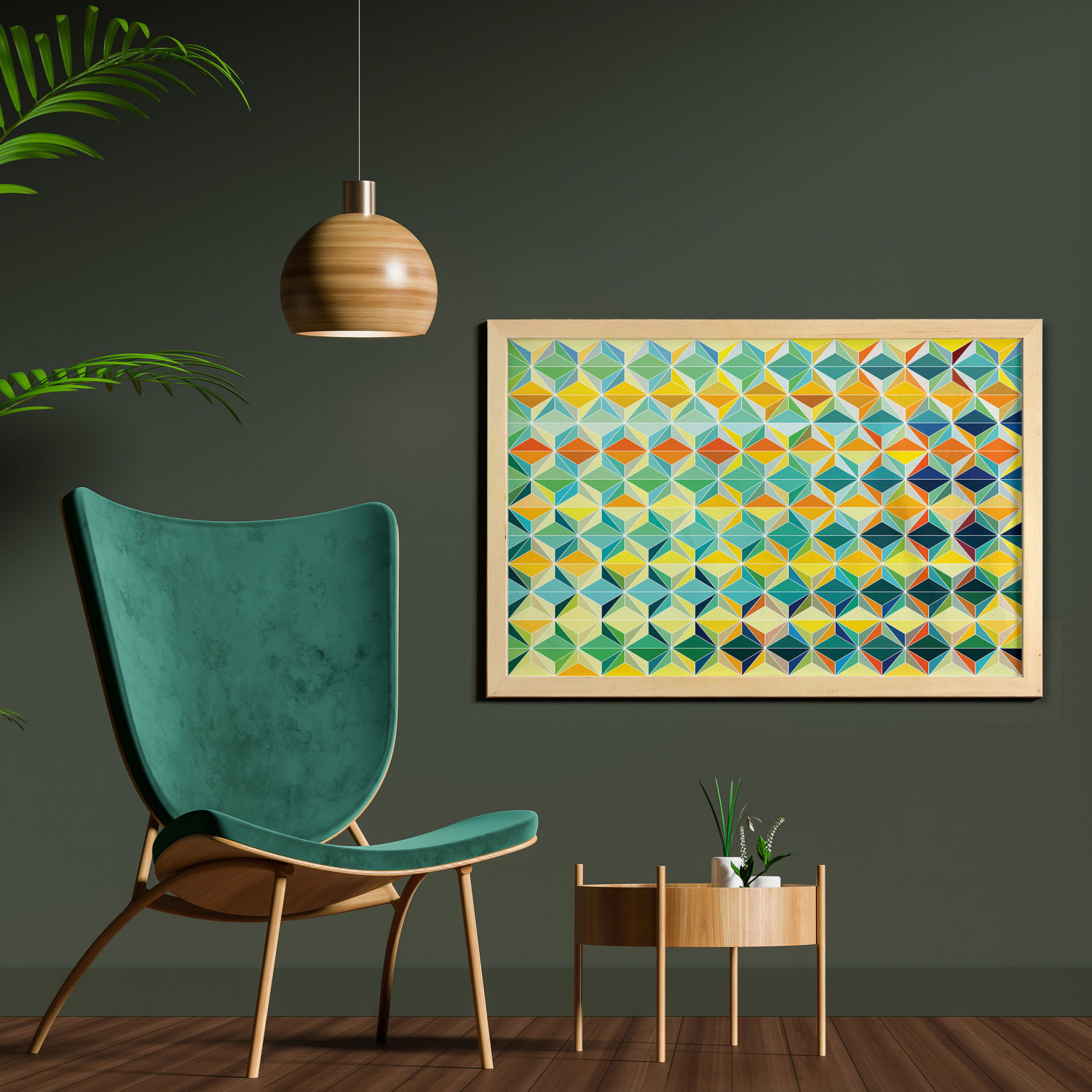 Ambesonne Geometric Motif Wall Art with Wide Frame for Bathrooms Living Room - Picture 53 of 123