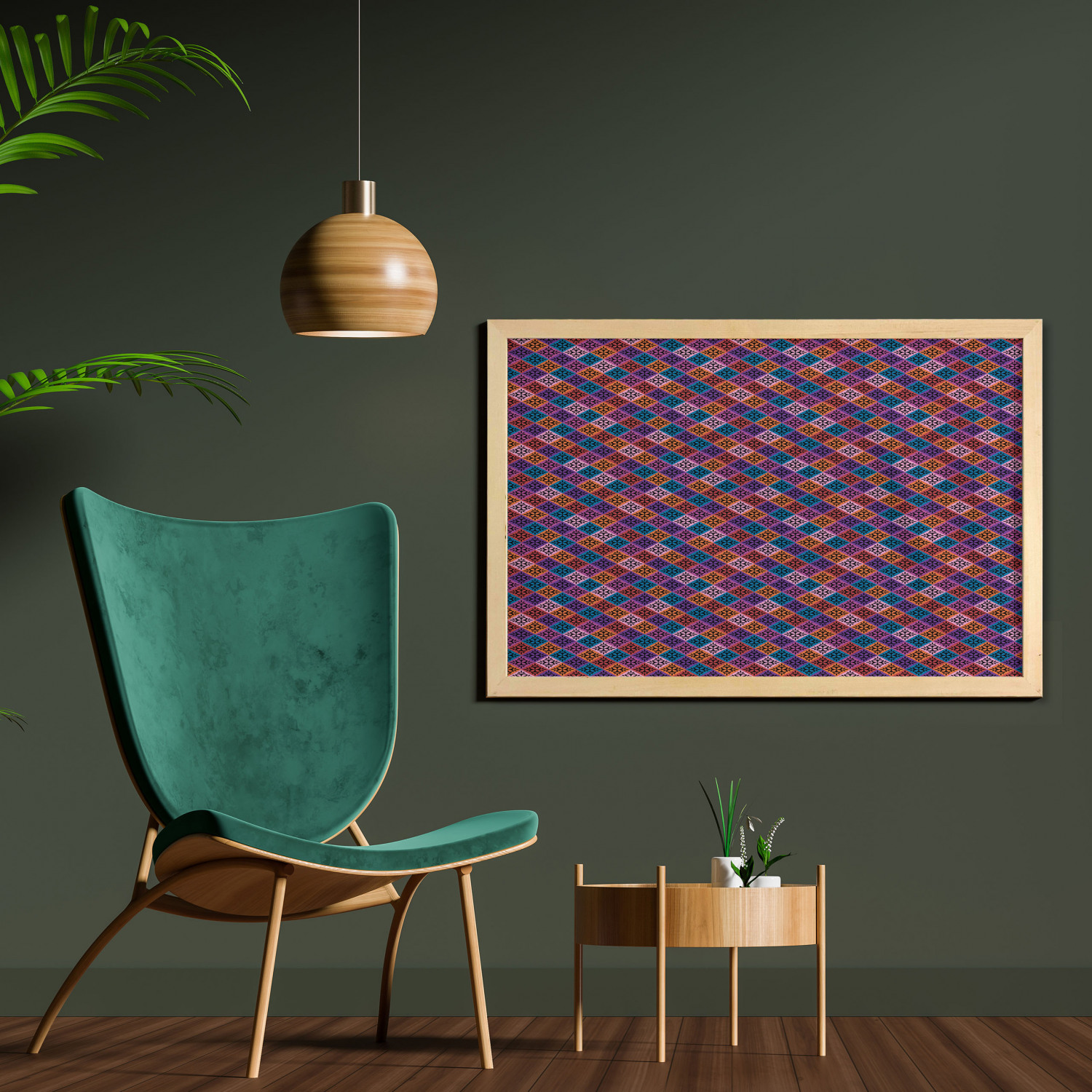 Ambesonne Geometric Motif Wall Art with Wide Frame for Bathrooms Living Room - Picture 119 of 123