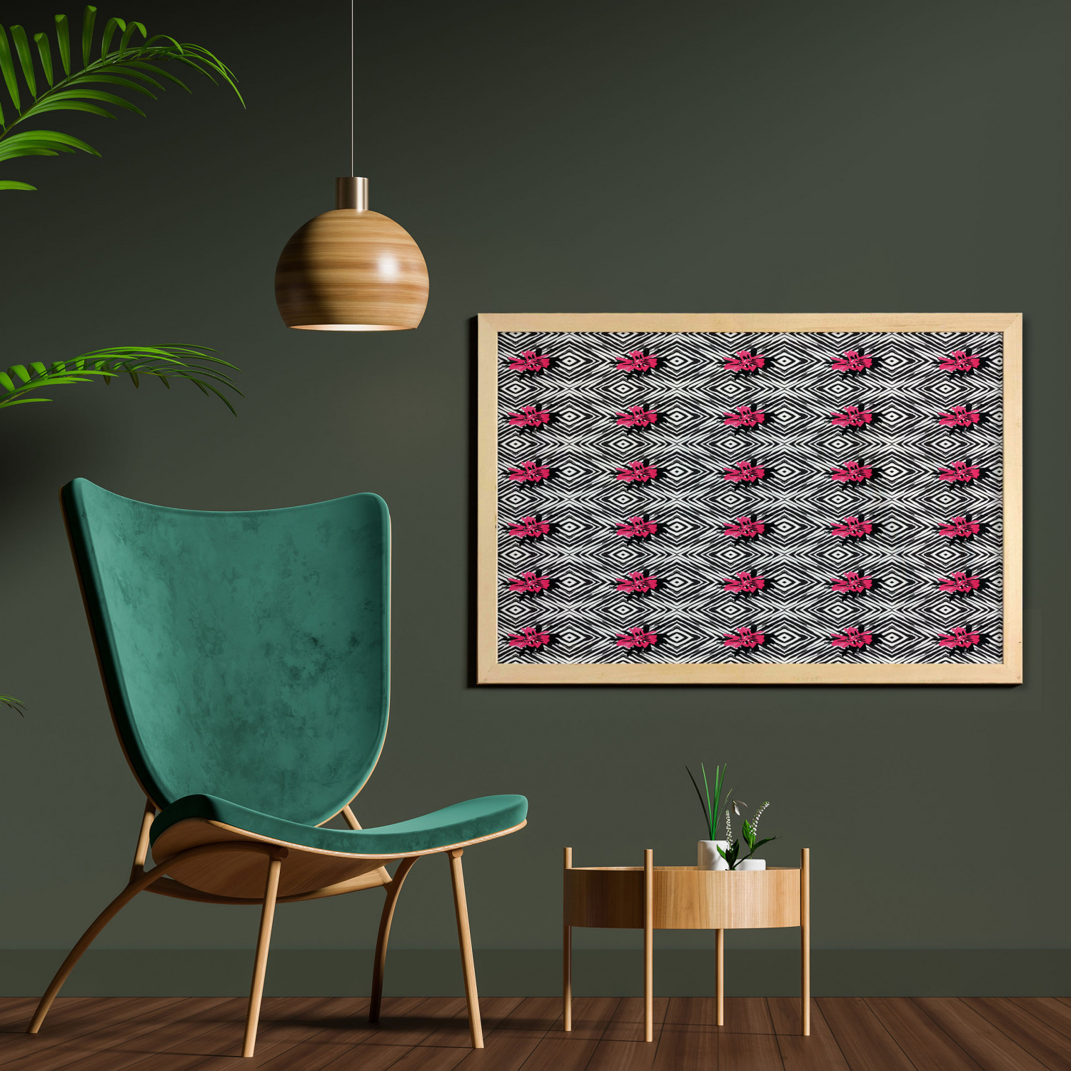 Ambesonne Geometric Motif Wall Art with Wide Frame for Bathrooms Living Room - Picture 91 of 123