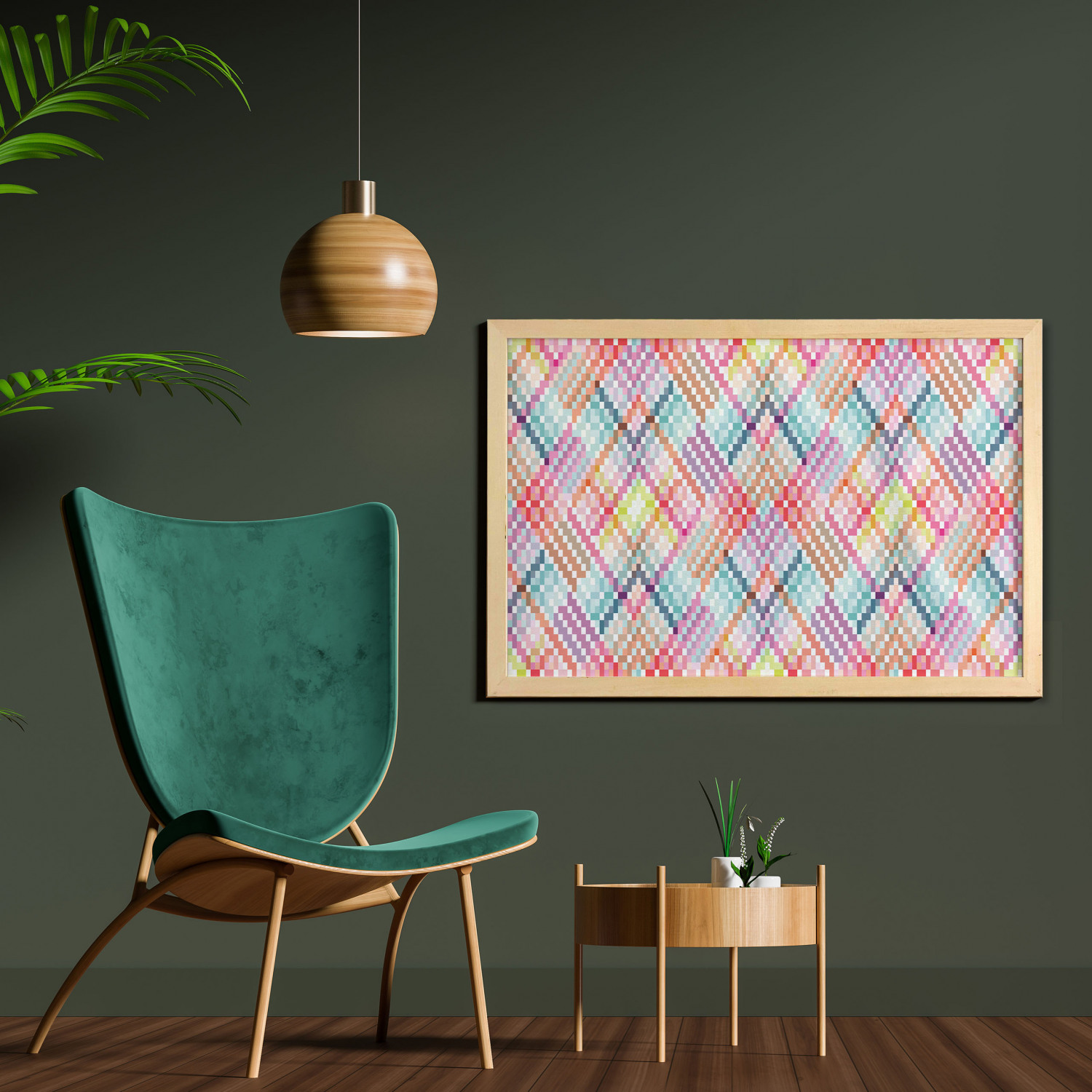 Ambesonne Geometric Motif Wall Art with Wide Frame for Bathrooms Living Room - Picture 97 of 123