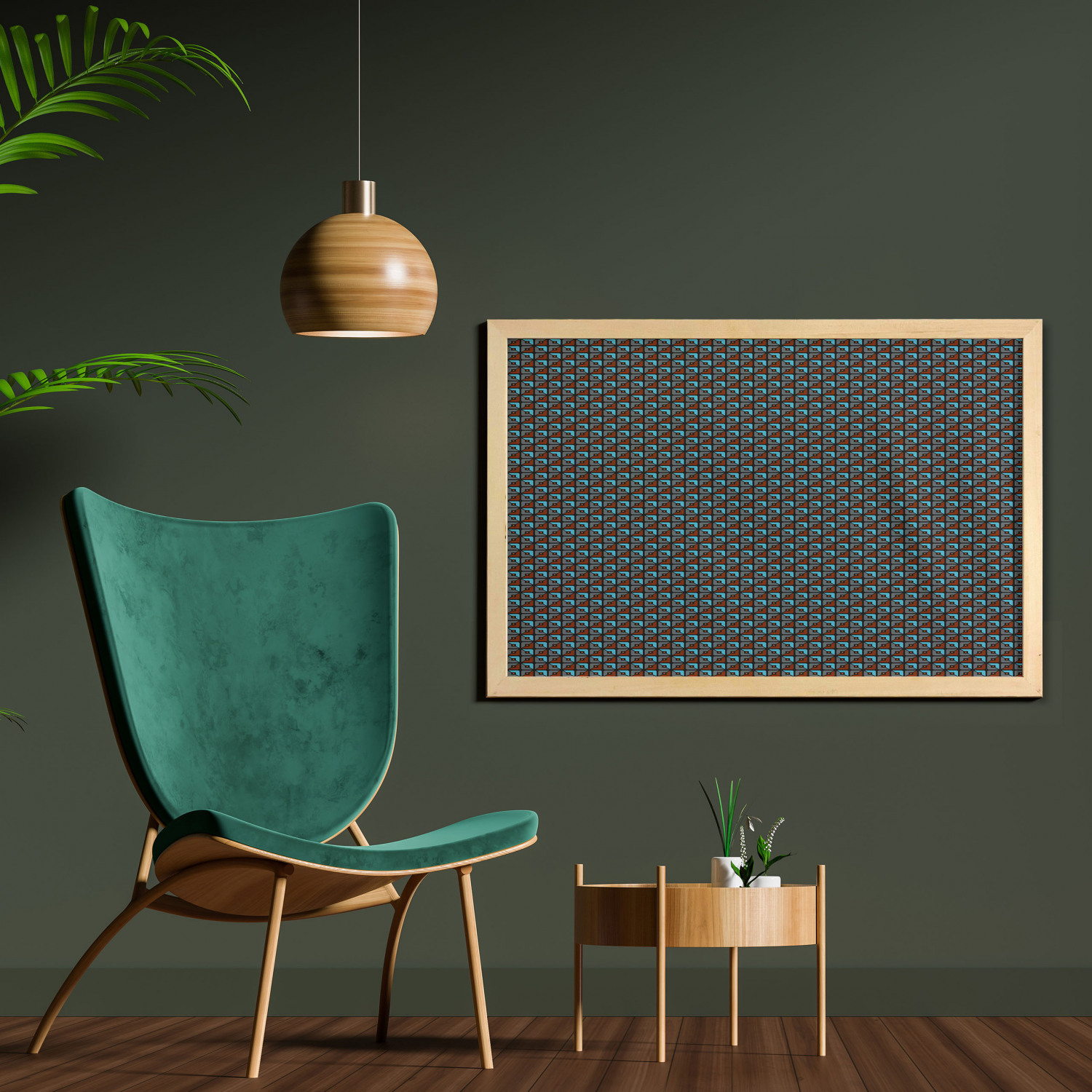 Ambesonne Geometric Motif Wall Art with Wide Frame for Bathrooms Living Room - Picture 11 of 123
