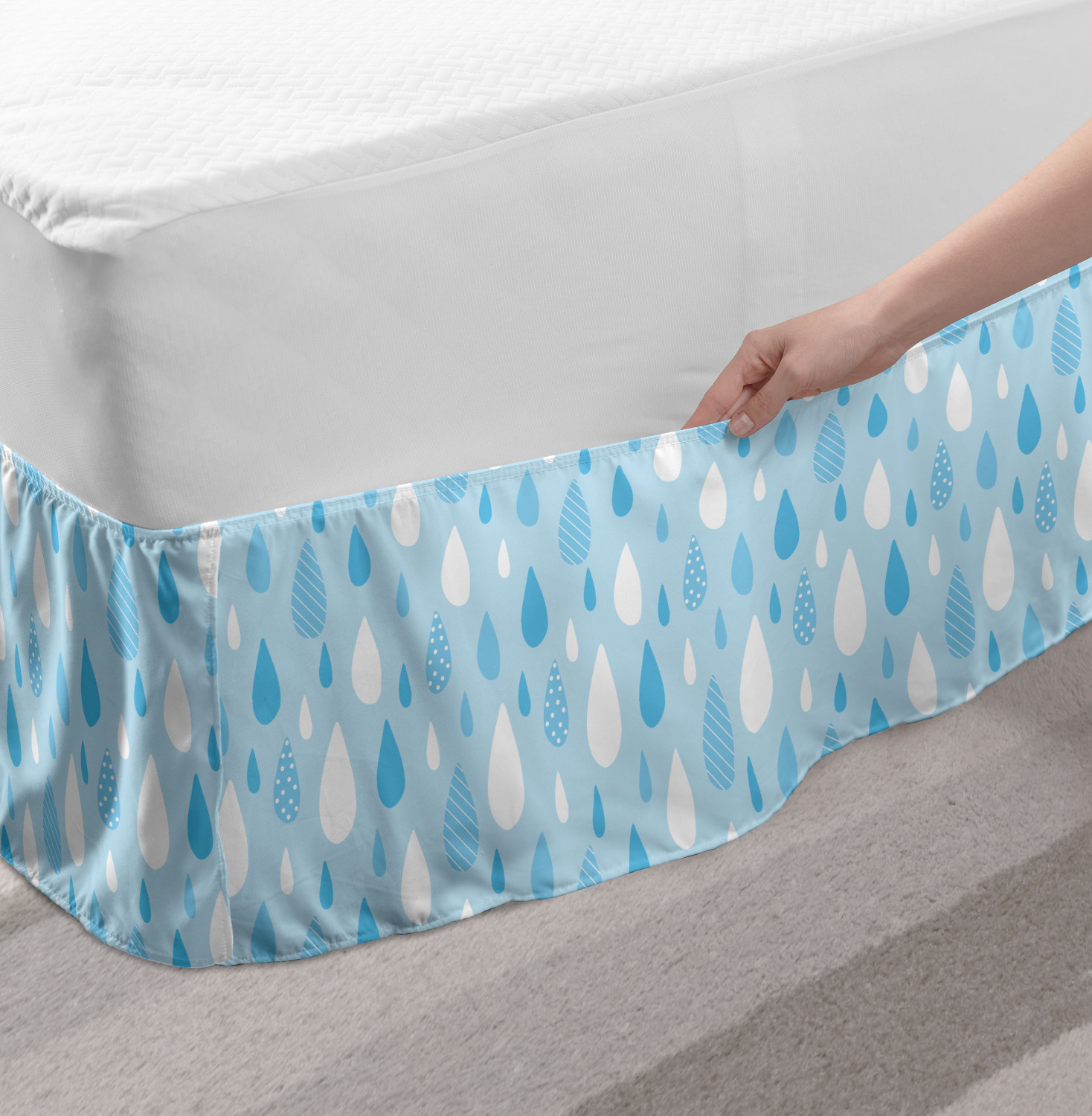 Ambesonne Surreal Abstract Bedskirt Elastic Wrap Around Skirt Gathered Design