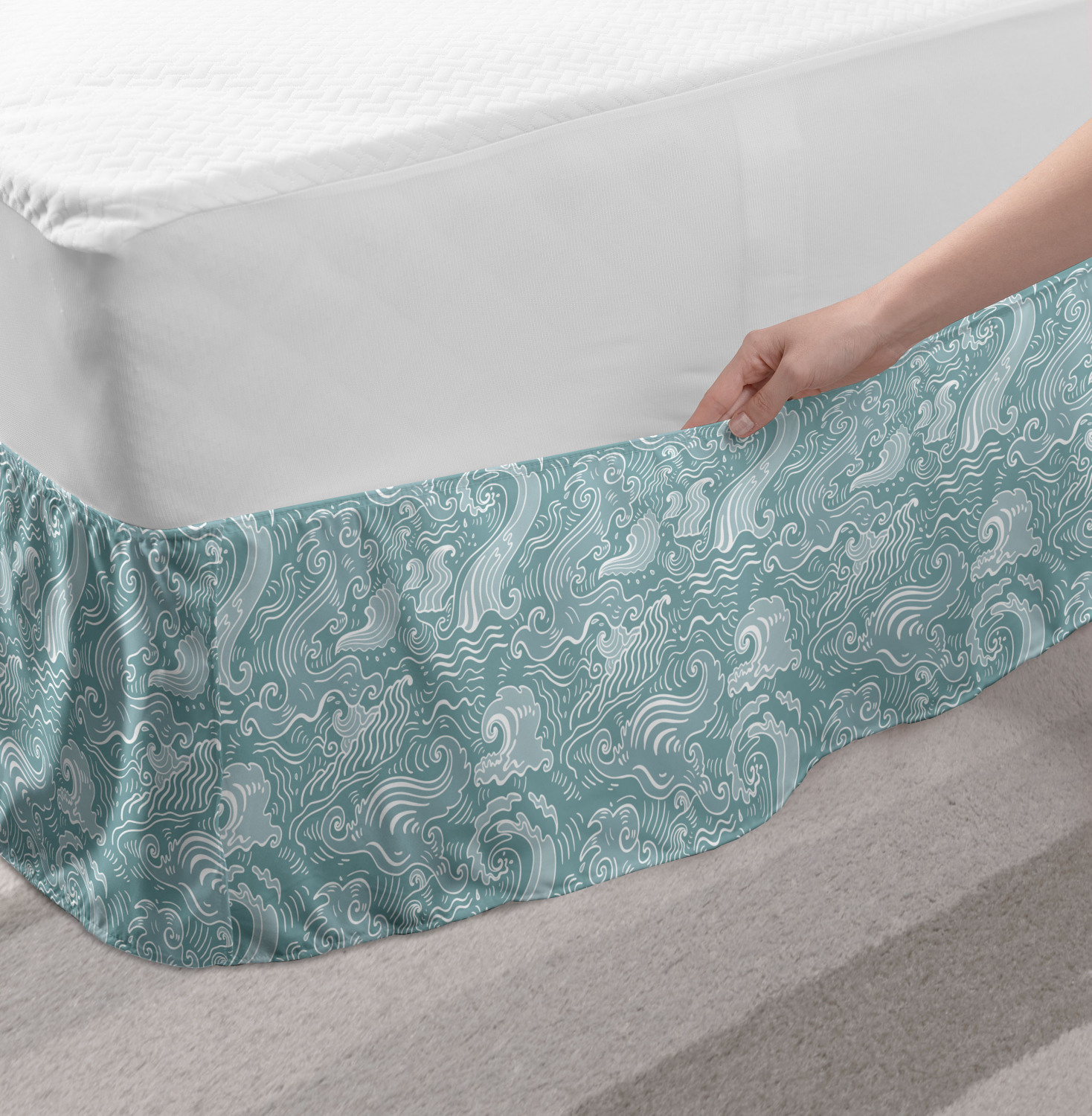 Ambesonne Abstract Modern Bedskirt Elastic Wrap Around Skirt Gathered