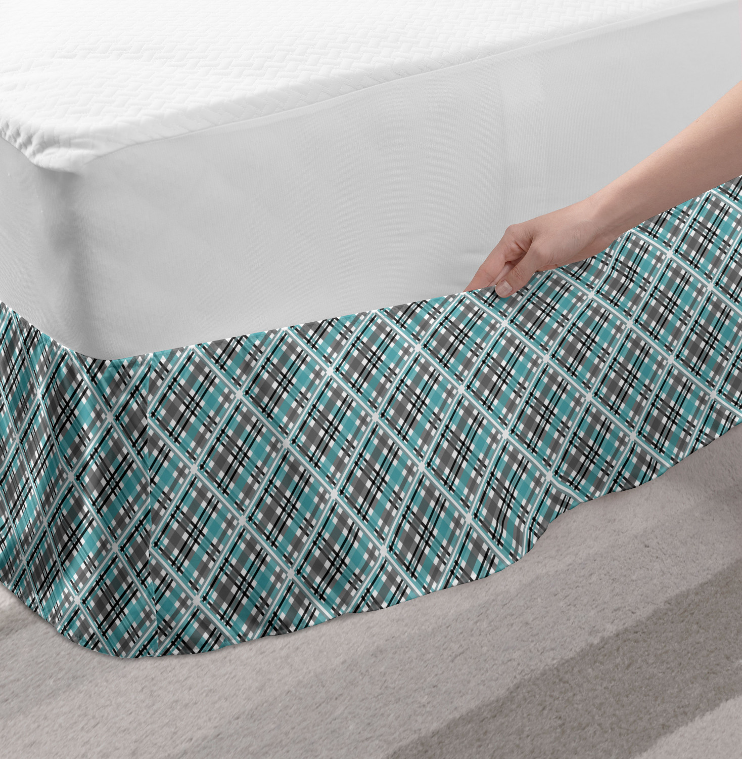 Ambesonne Abstract Layout Bedskirt Elastic Wrap Around Skirt Gathered Design - Picture 81 of 168