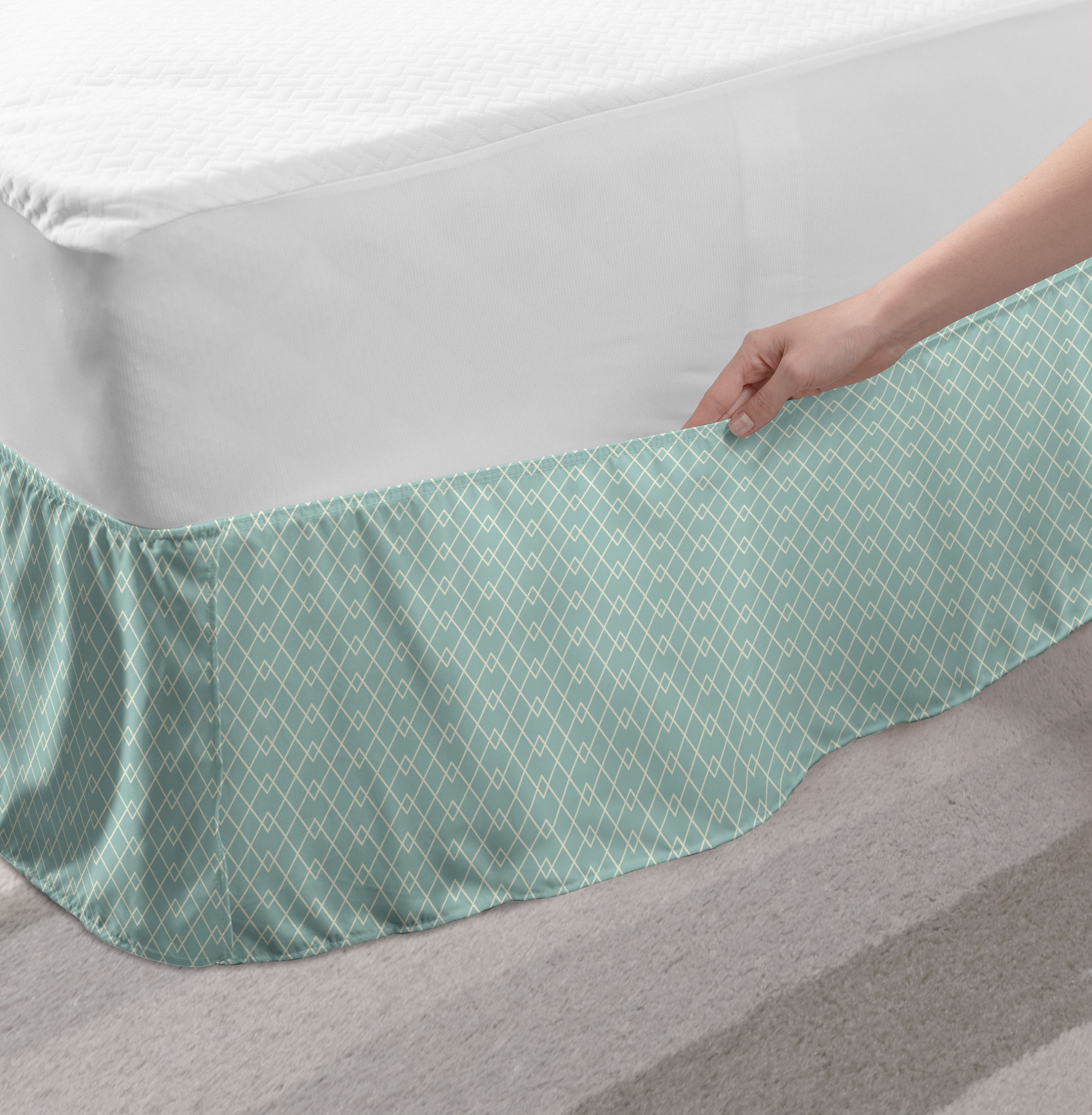 Ambesonne Abstract Layout Bedskirt Elastic Wrap Around Skirt Gathered Design - Picture 93 of 168