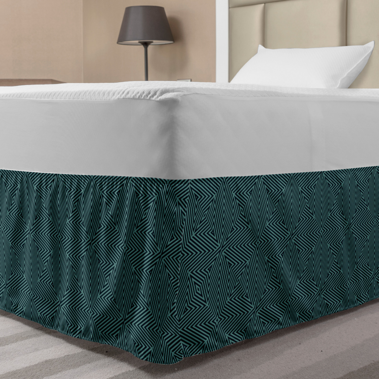 Ambesonne Abstract Layout Bedskirt Elastic Wrap Around Skirt Gathered Design - Picture 55 of 168