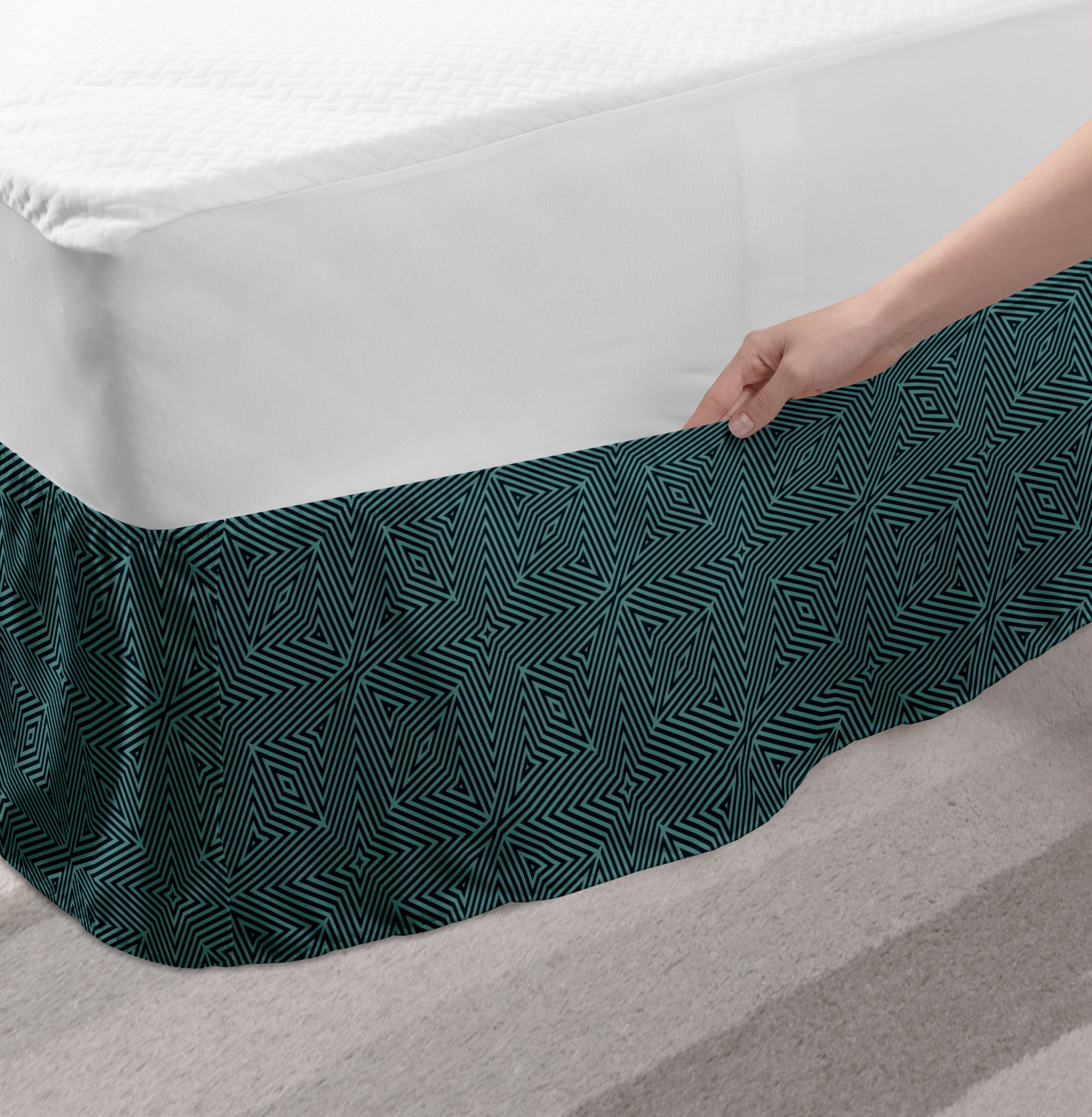 Ambesonne Abstract Layout Bedskirt Elastic Wrap Around Skirt Gathered Design - Picture 57 of 168