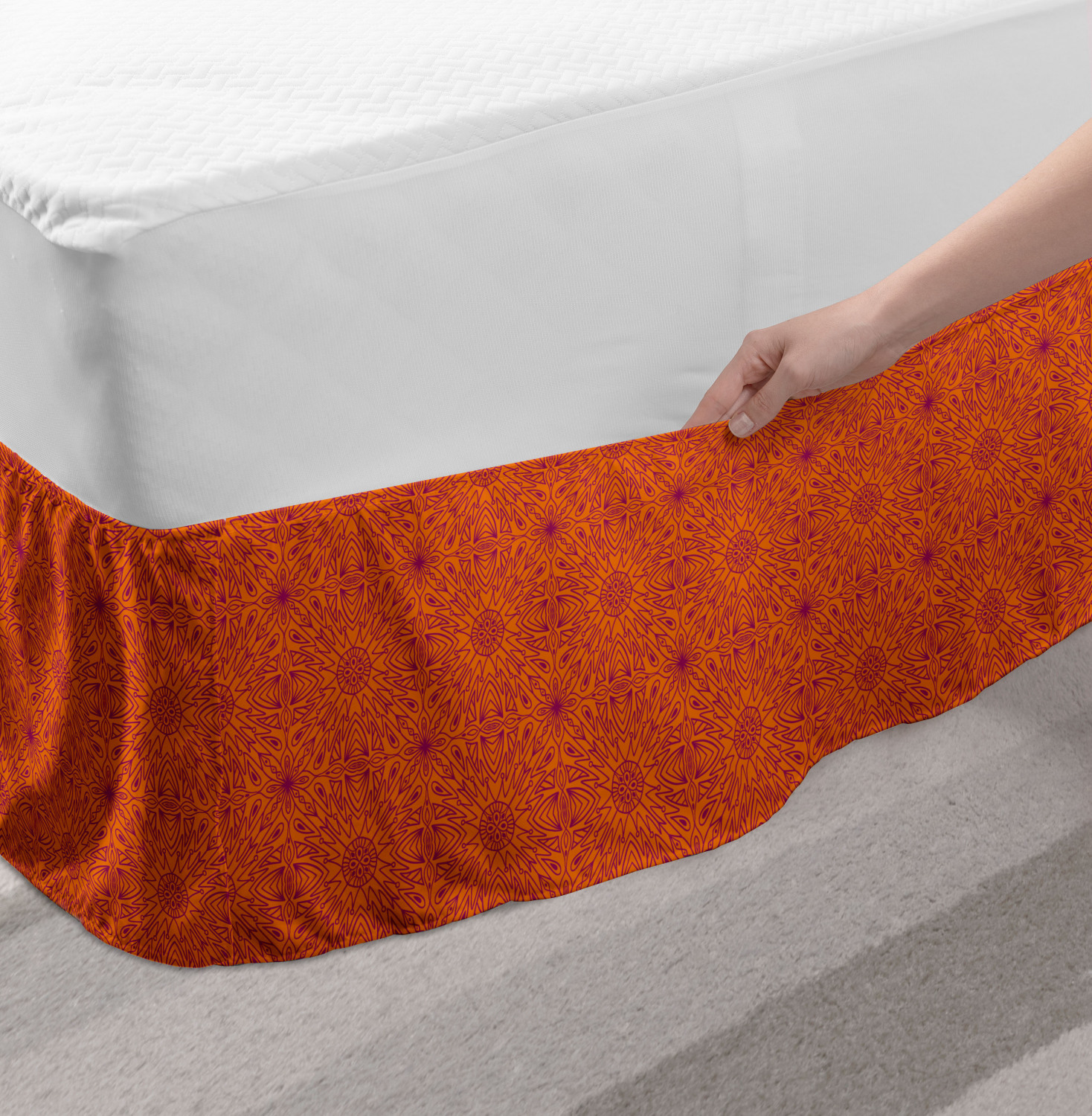 Ambesonne Abstract Layout Bedskirt Elastic Wrap Around Skirt Gathered Design - Picture 159 of 168