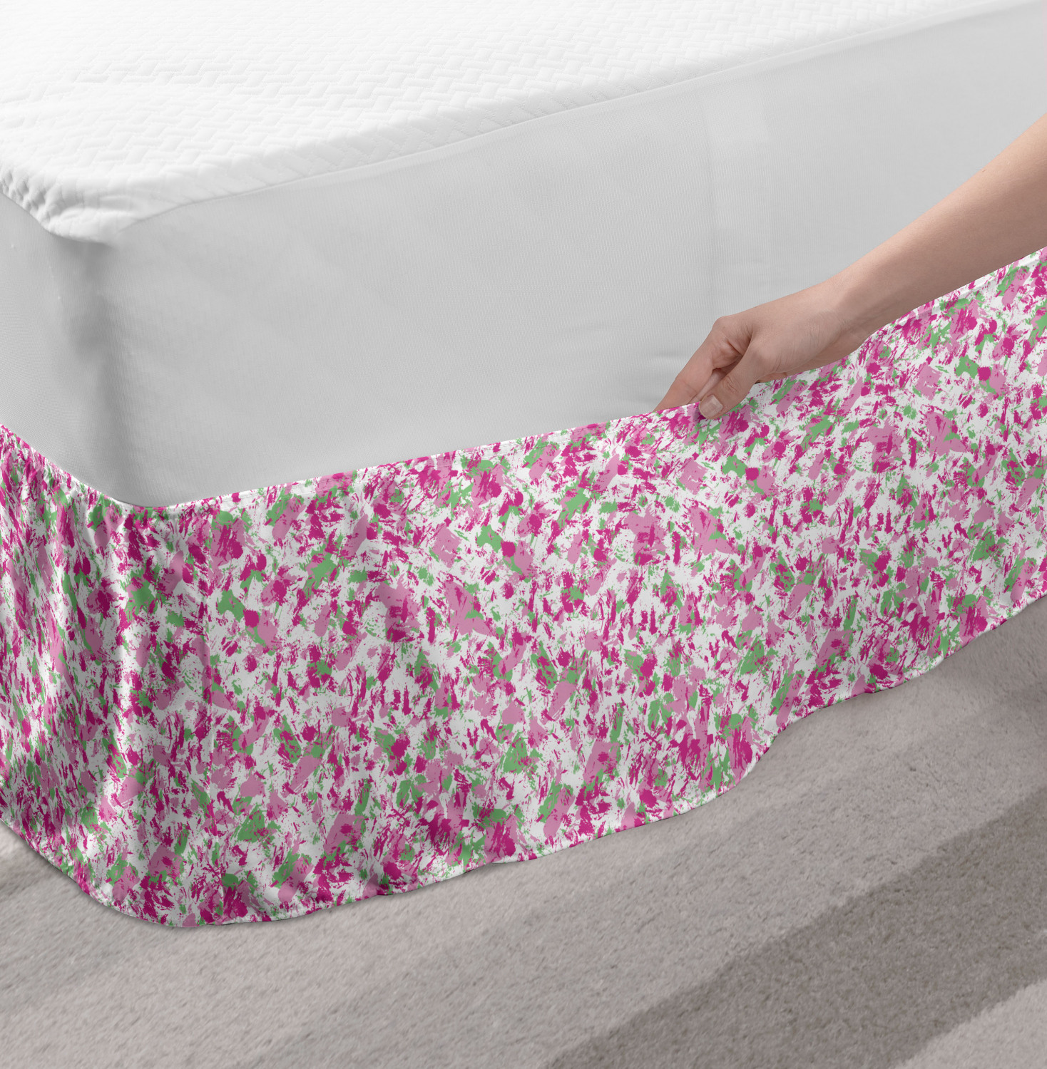 Ambesonne Abstract Layout Bedskirt Elastic Wrap Around Skirt Gathered Design - Picture 6 of 168