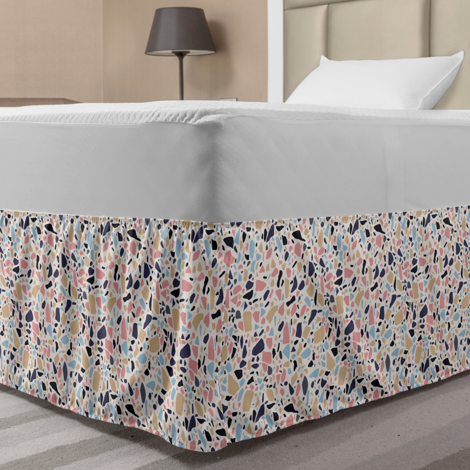 Ambesonne Abstract Layout Bedskirt Elastic Wrap Around Skirt Gathered Design - Picture 100 of 168