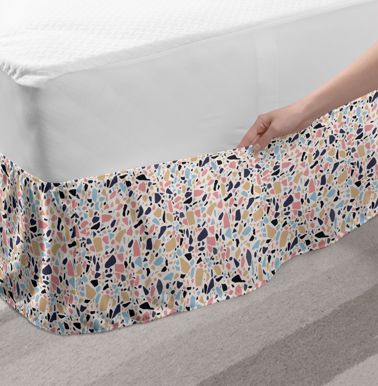 Ambesonne Abstract Layout Bedskirt Elastic Wrap Around Skirt Gathered Design - Picture 102 of 168