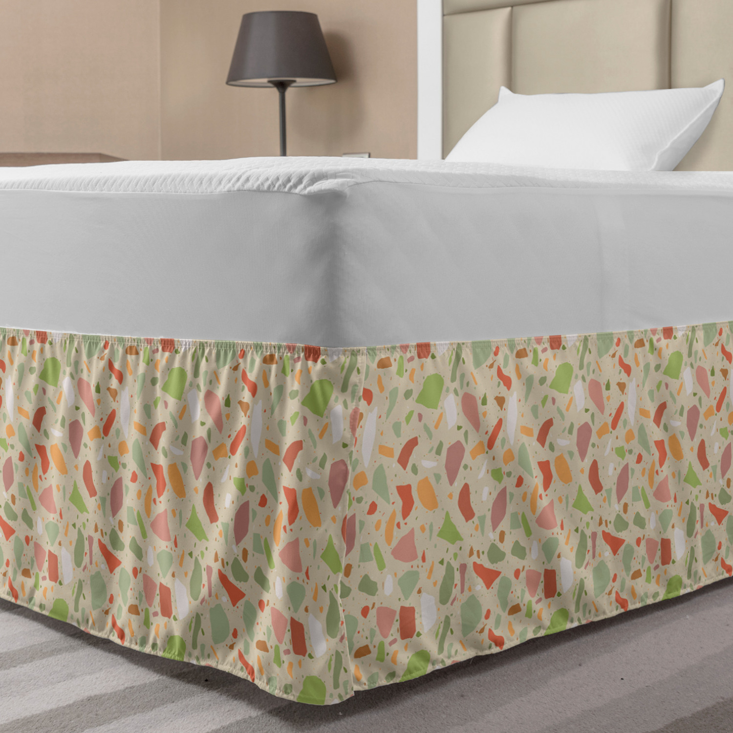 Ambesonne Abstract Layout Bedskirt Elastic Wrap Around Skirt Gathered Design - Picture 106 of 168