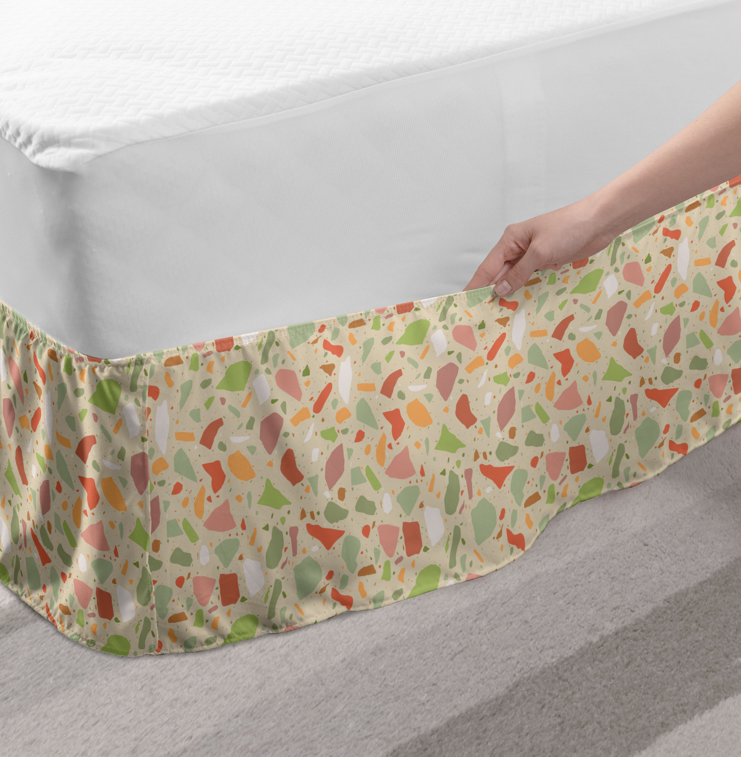 Ambesonne Abstract Layout Bedskirt Elastic Wrap Around Skirt Gathered Design - Picture 108 of 168