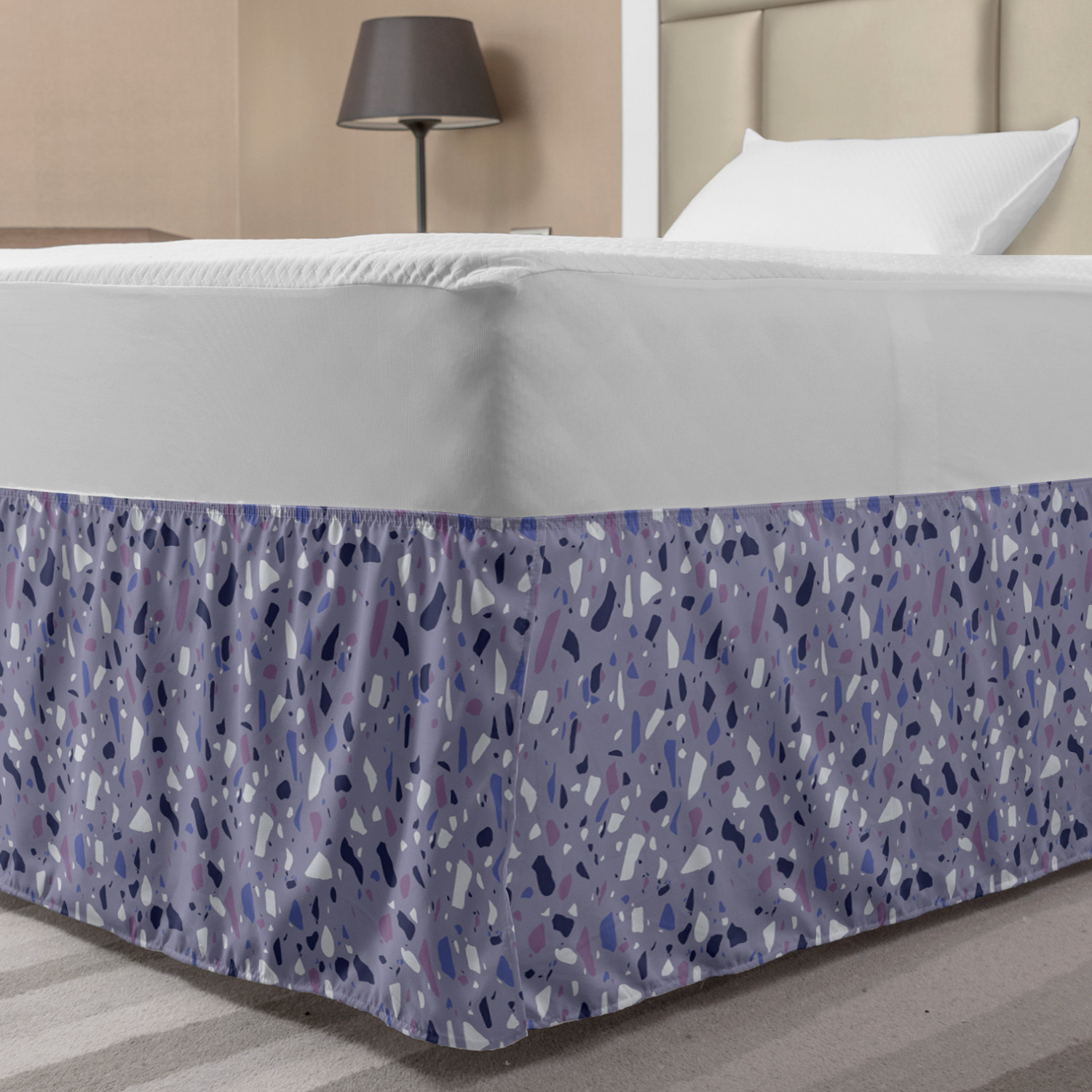 Ambesonne Abstract Layout Bedskirt Elastic Wrap Around Skirt Gathered Design - Picture 61 of 168