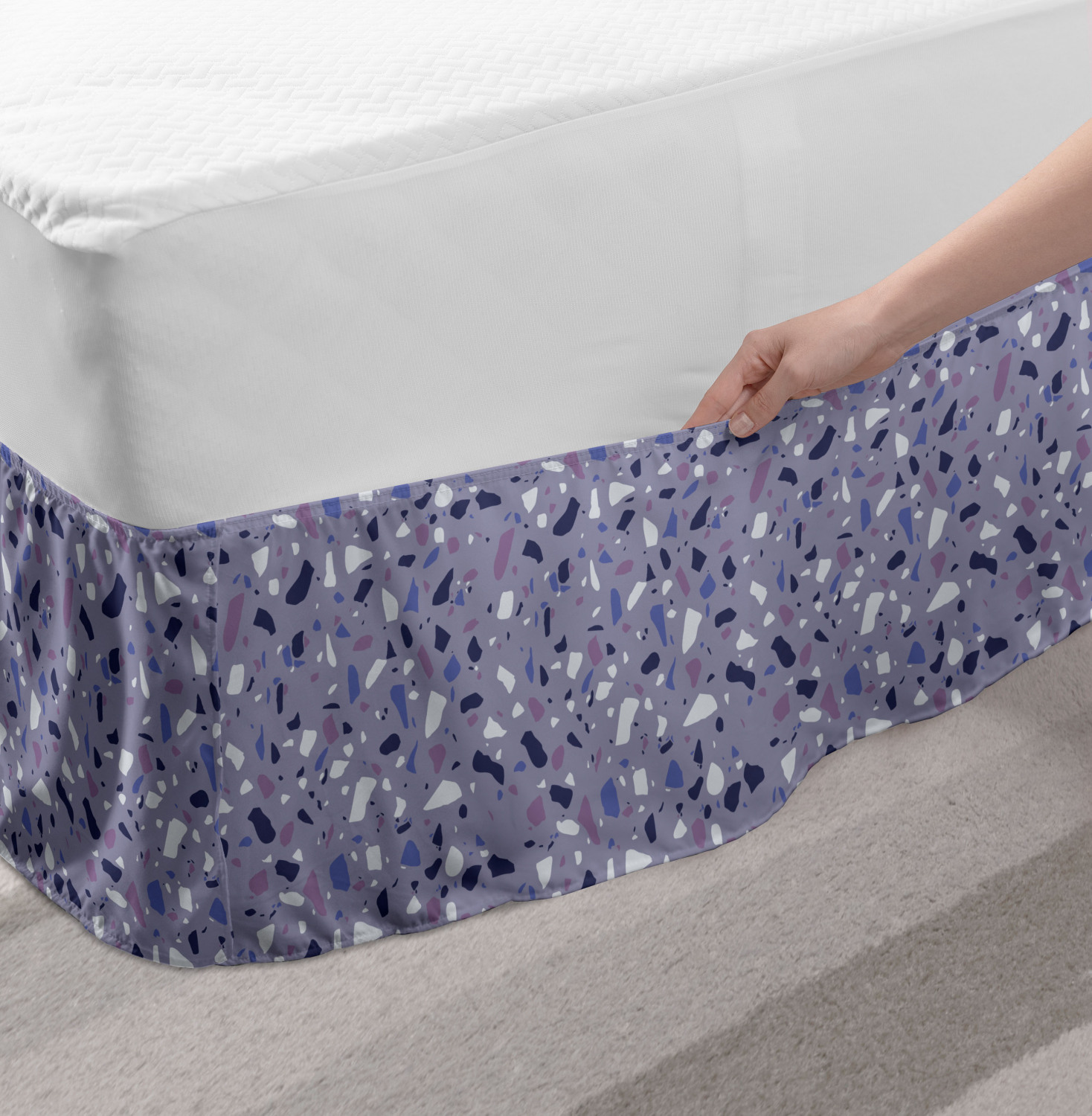 Ambesonne Abstract Layout Bedskirt Elastic Wrap Around Skirt Gathered Design - Picture 63 of 168