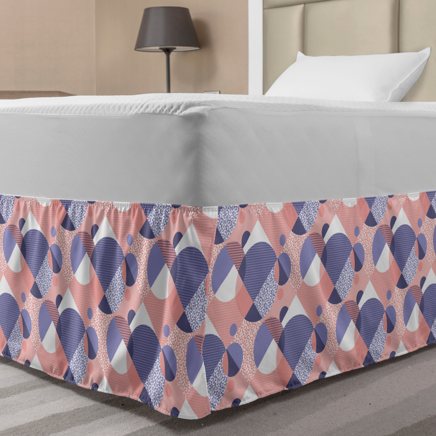 Ambesonne Abstract Layout Bedskirt Elastic Wrap Around Skirt Gathered Design - Picture 76 of 168