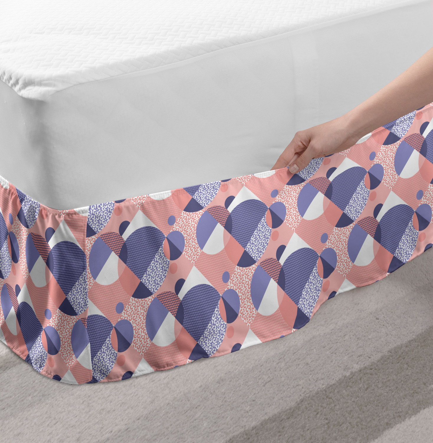 Ambesonne Abstract Layout Bedskirt Elastic Wrap Around Skirt Gathered Design - Picture 78 of 168