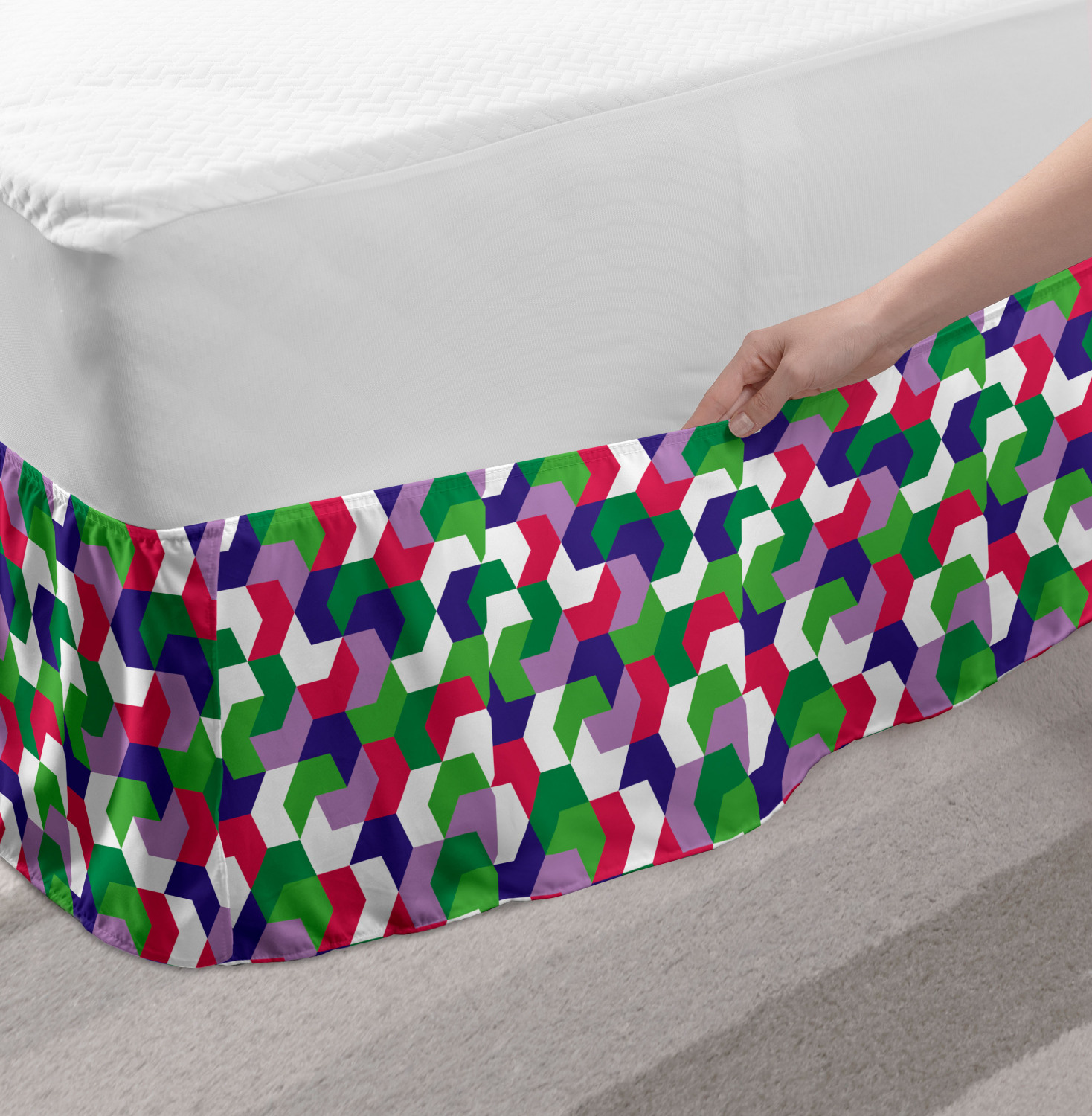 Ambesonne Abstract Layout Bedskirt Elastic Wrap Around Skirt Gathered Design - Picture 75 of 168