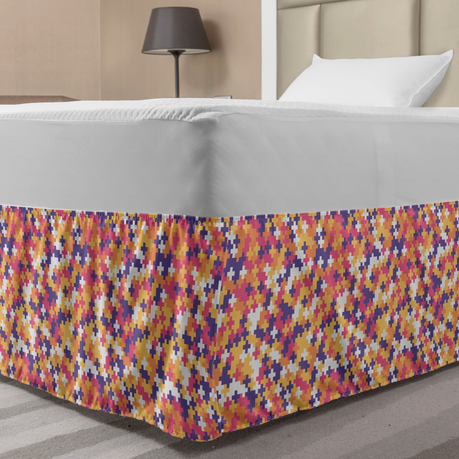 Ambesonne Abstract Layout Bedskirt Elastic Wrap Around Skirt Gathered Design - Picture 115 of 168