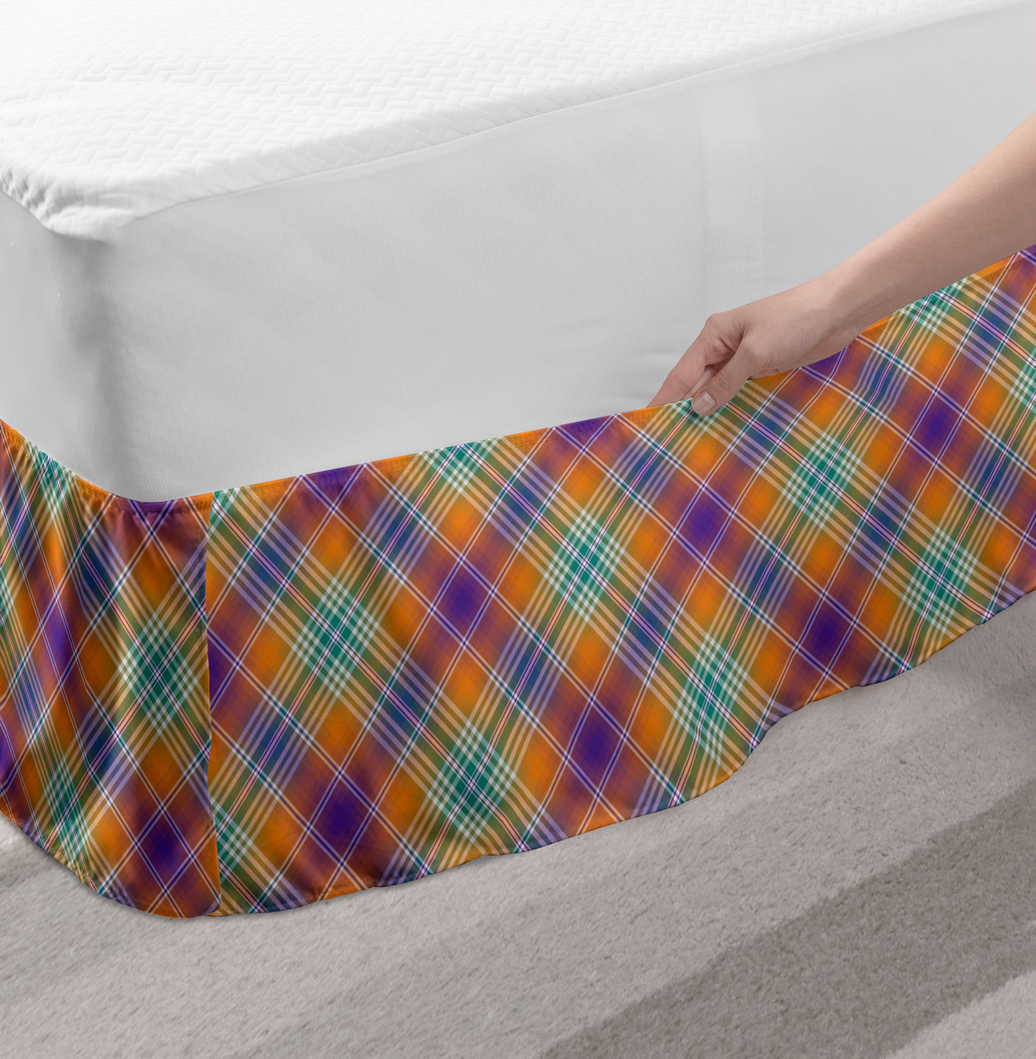 Ambesonne Abstract Layout Bedskirt Elastic Wrap Around Skirt Gathered Design - Picture 24 of 168