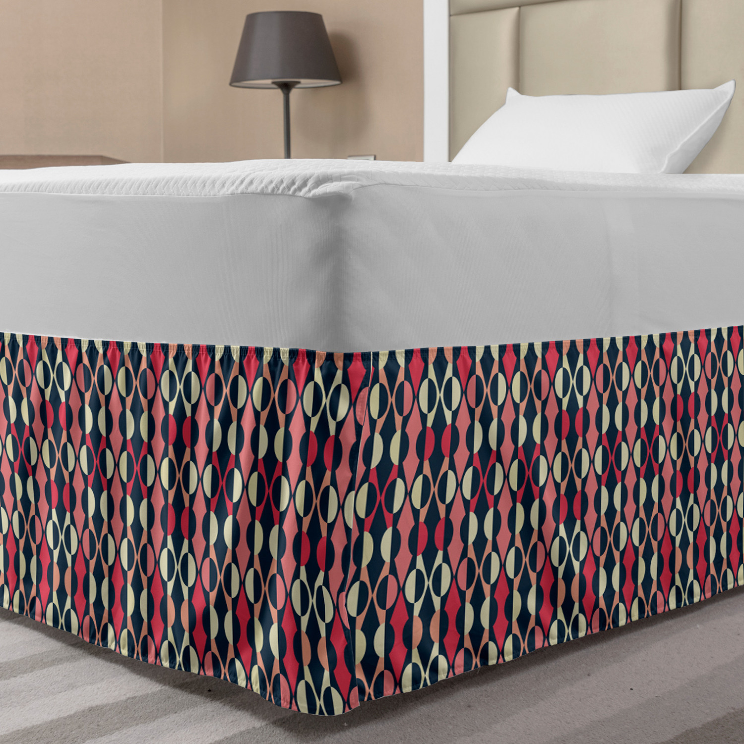 Ambesonne Abstract Layout Bedskirt Elastic Wrap Around Skirt Gathered Design - Picture 64 of 168