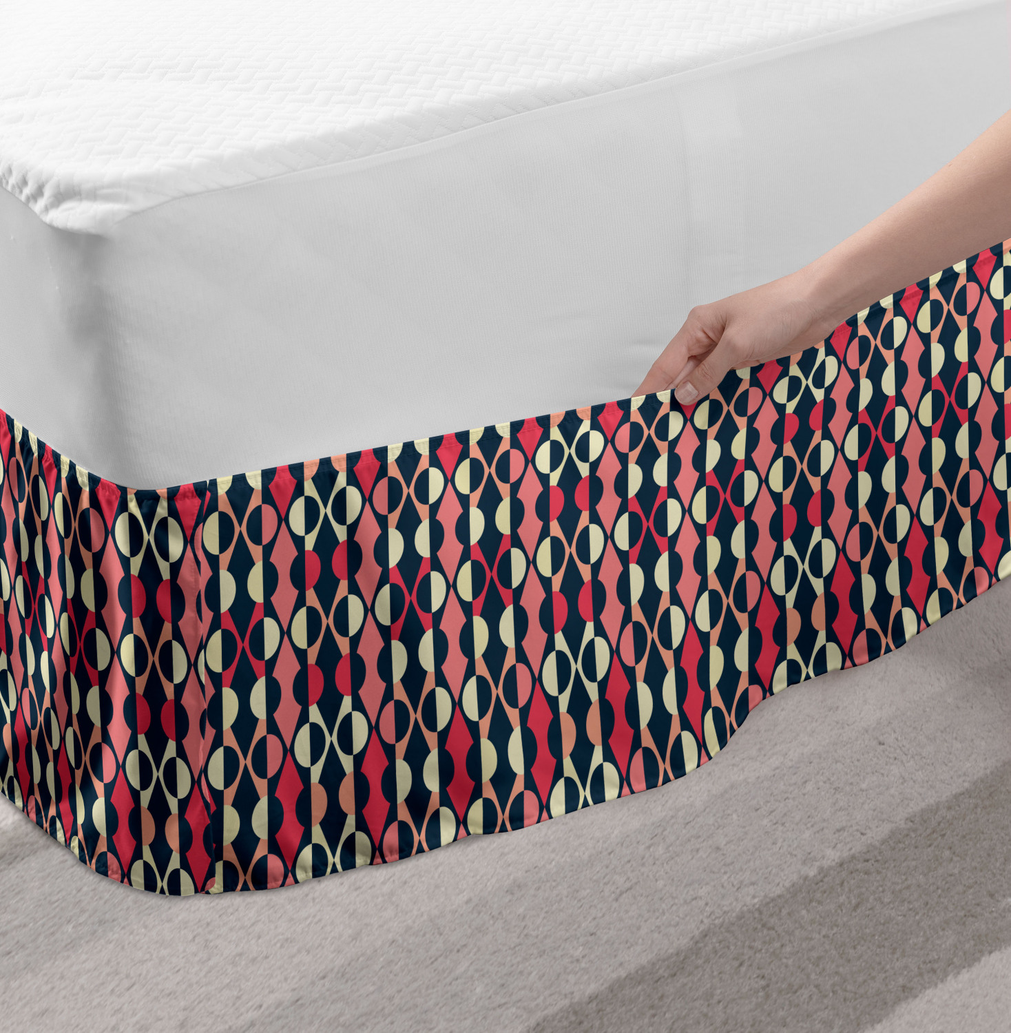 Ambesonne Abstract Layout Bedskirt Elastic Wrap Around Skirt Gathered Design - Picture 66 of 168