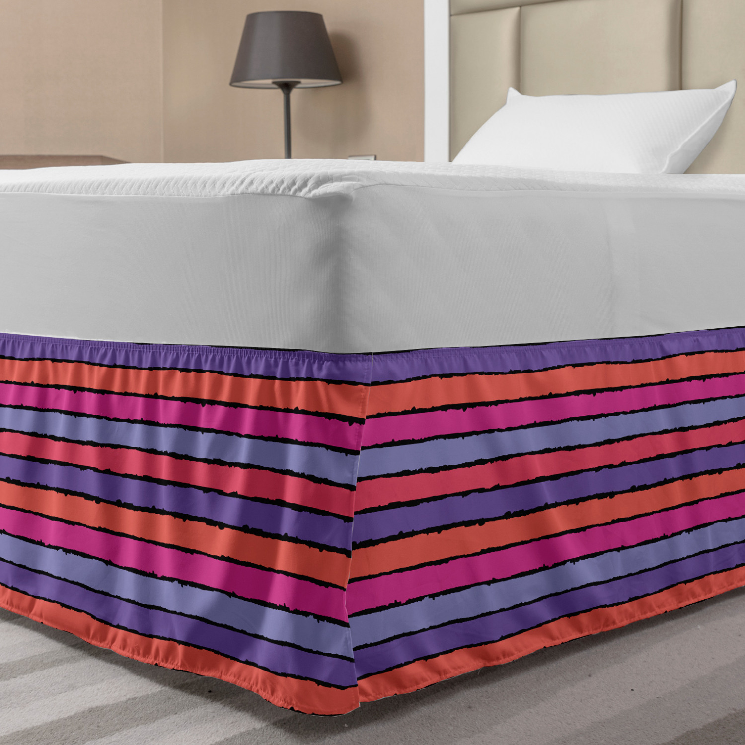 Ambesonne Abstract Layout Bedskirt Elastic Wrap Around Skirt Gathered Design - Picture 109 of 168