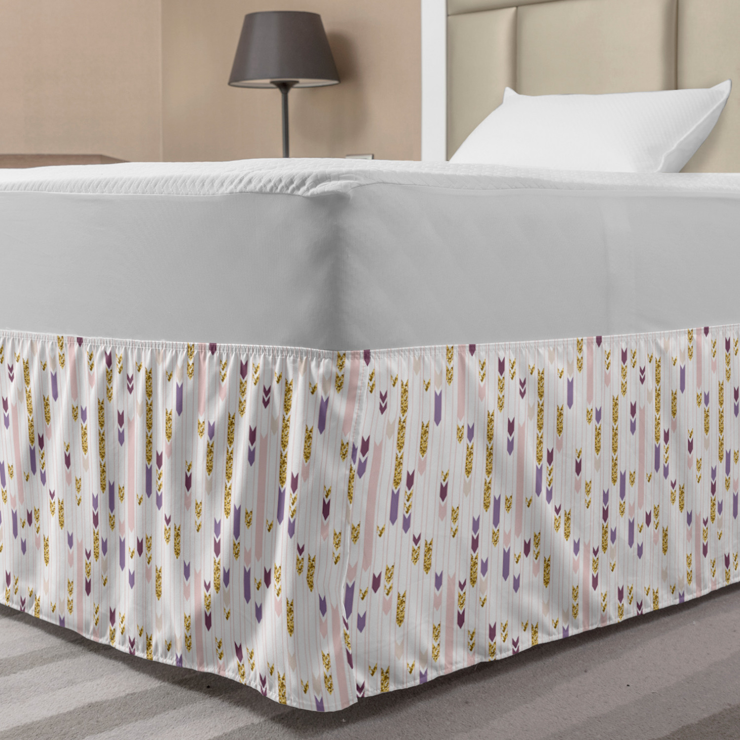 Ambesonne Abstract Layout Bedskirt Elastic Wrap Around Skirt Gathered Design - Picture 154 of 168