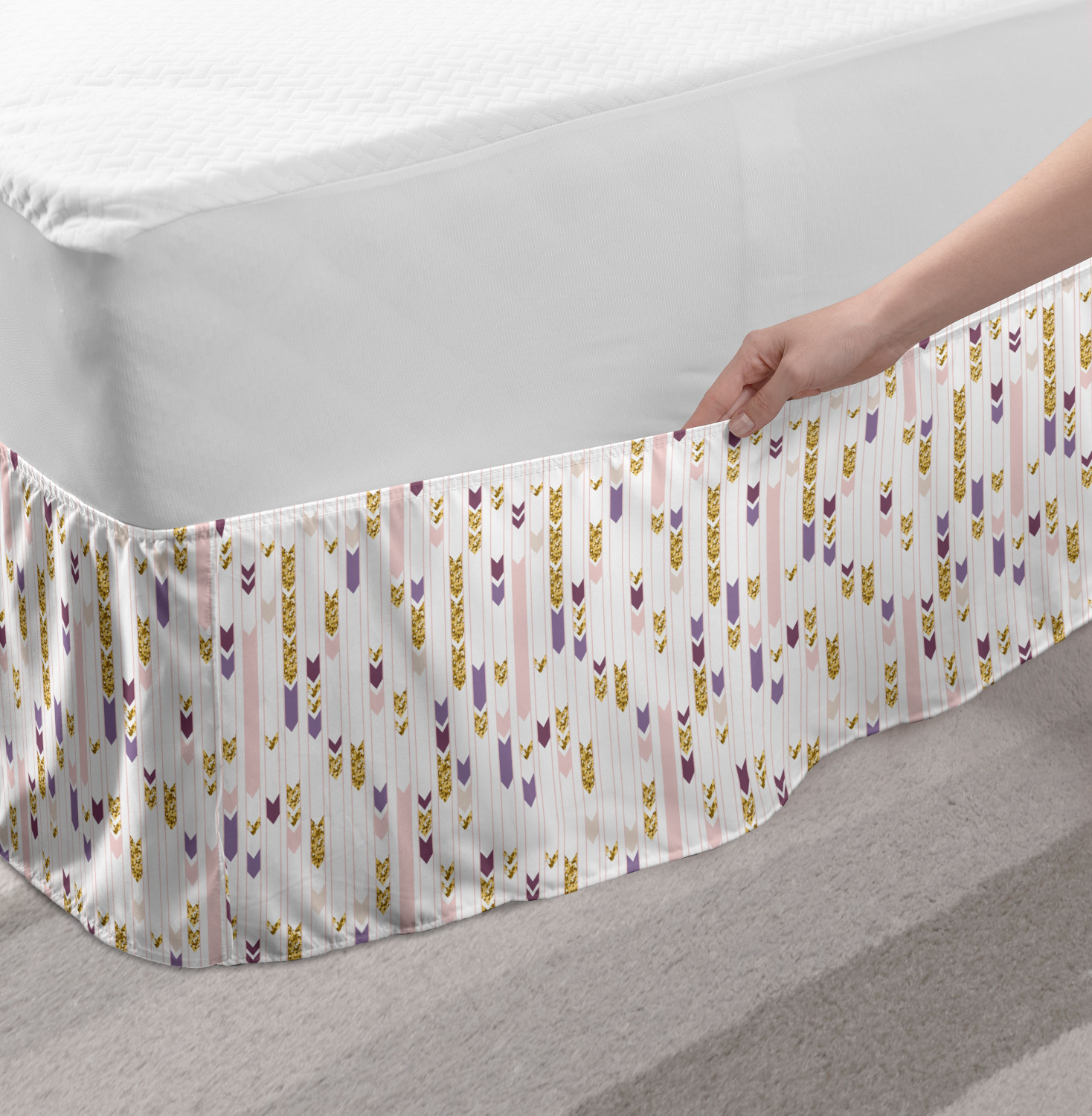 Ambesonne Abstract Layout Bedskirt Elastic Wrap Around Skirt Gathered Design - Picture 156 of 168