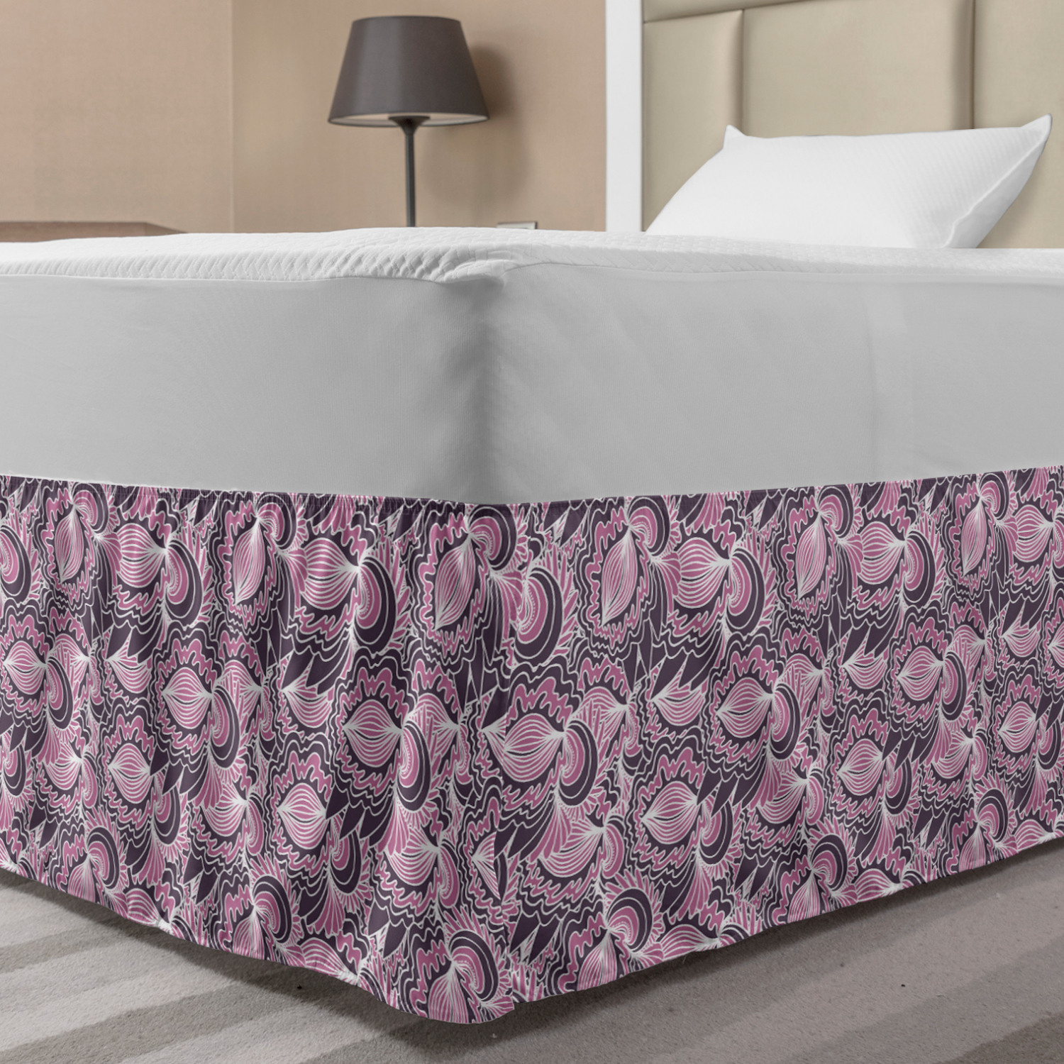 Ambesonne Abstract Layout Bedskirt Elastic Wrap Around Skirt Gathered Design - Picture 46 of 168
