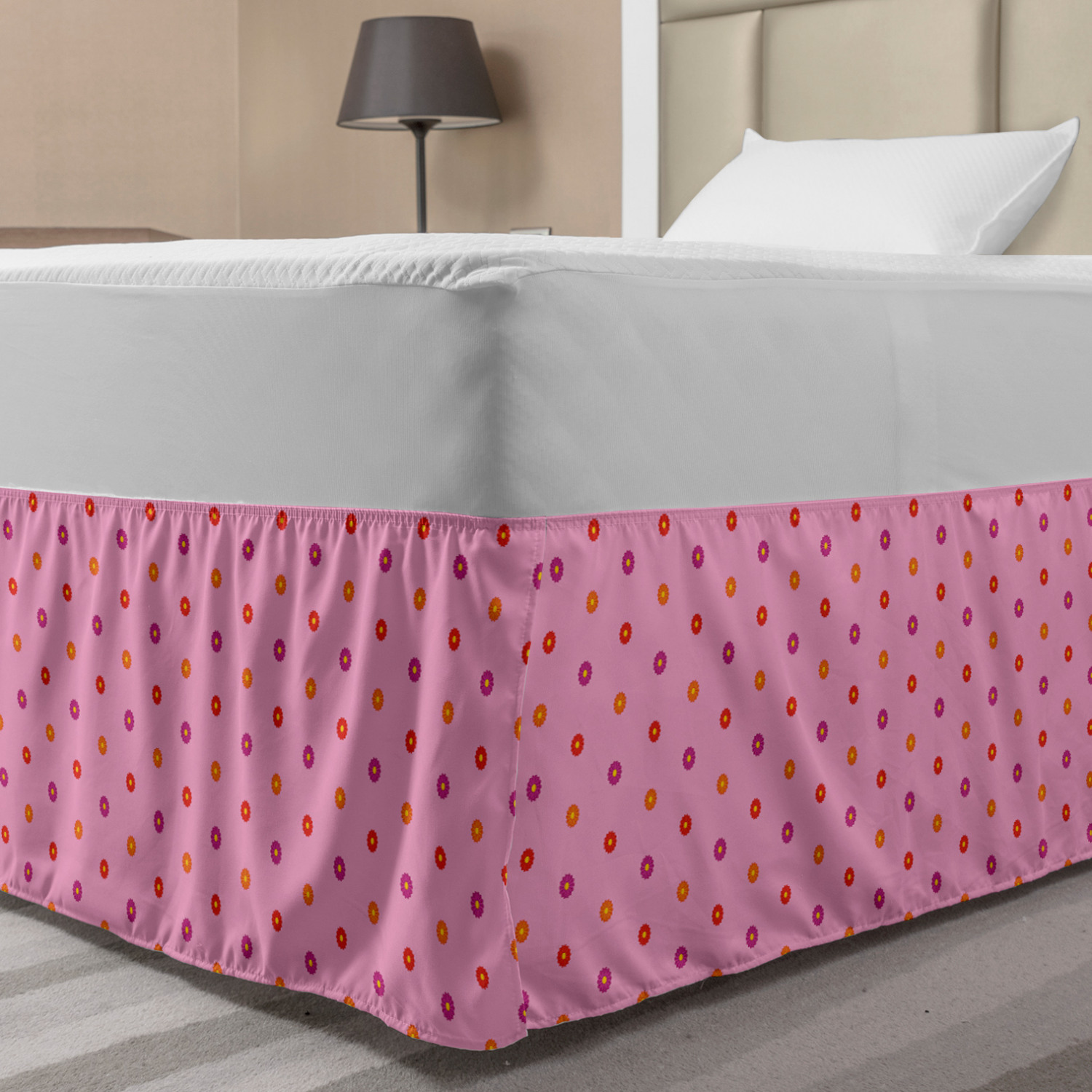 Ambesonne Abstract Layout Bedskirt Elastic Wrap Around Skirt Gathered Design - Picture 25 of 168