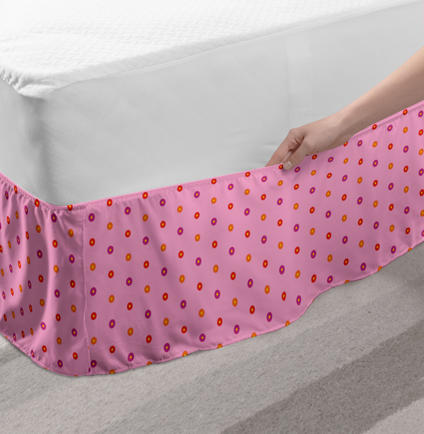 Ambesonne Abstract Layout Bedskirt Elastic Wrap Around Skirt Gathered Design - Picture 27 of 168